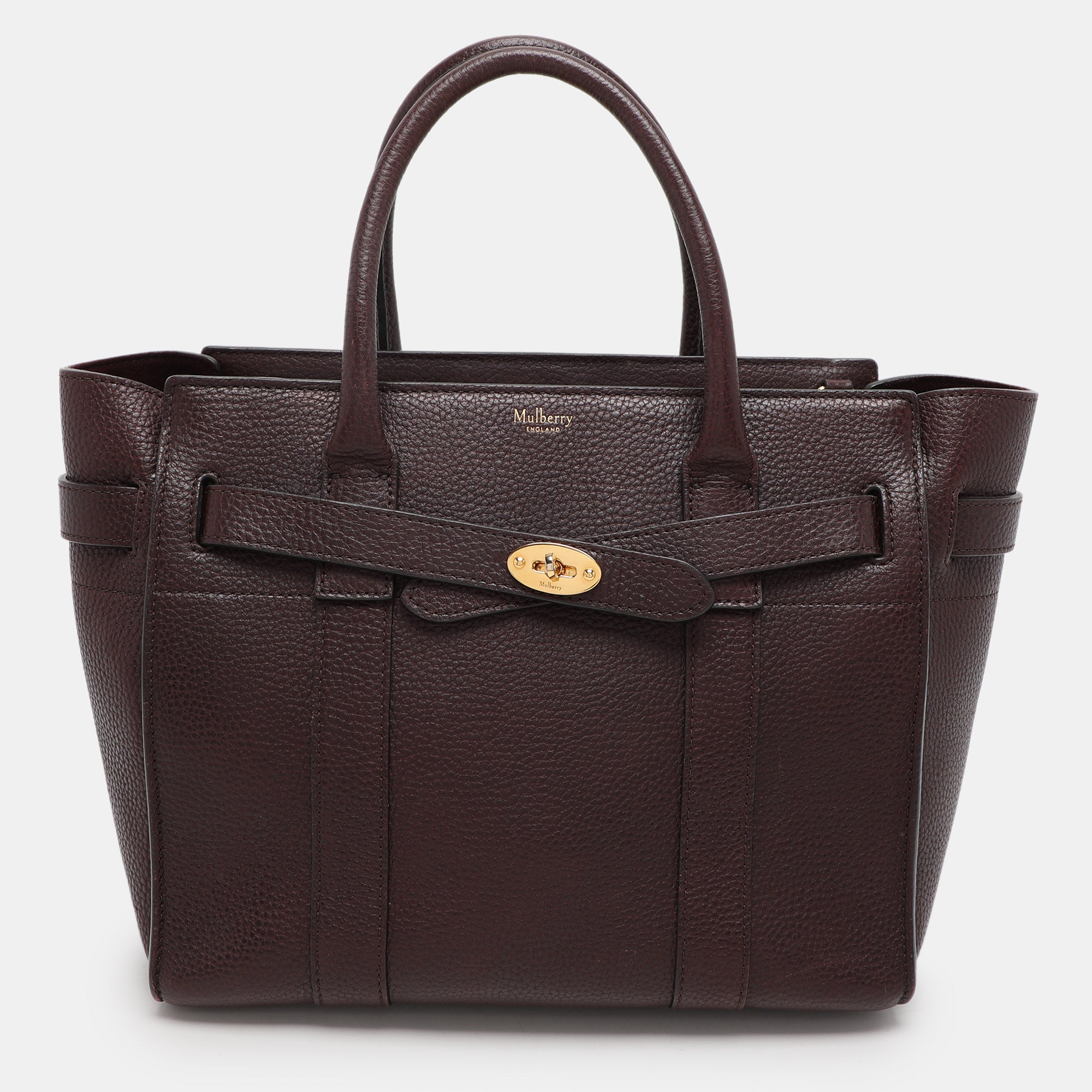 2613 Mulberry Burgundy Leather Small Zipped Bayswater Tote