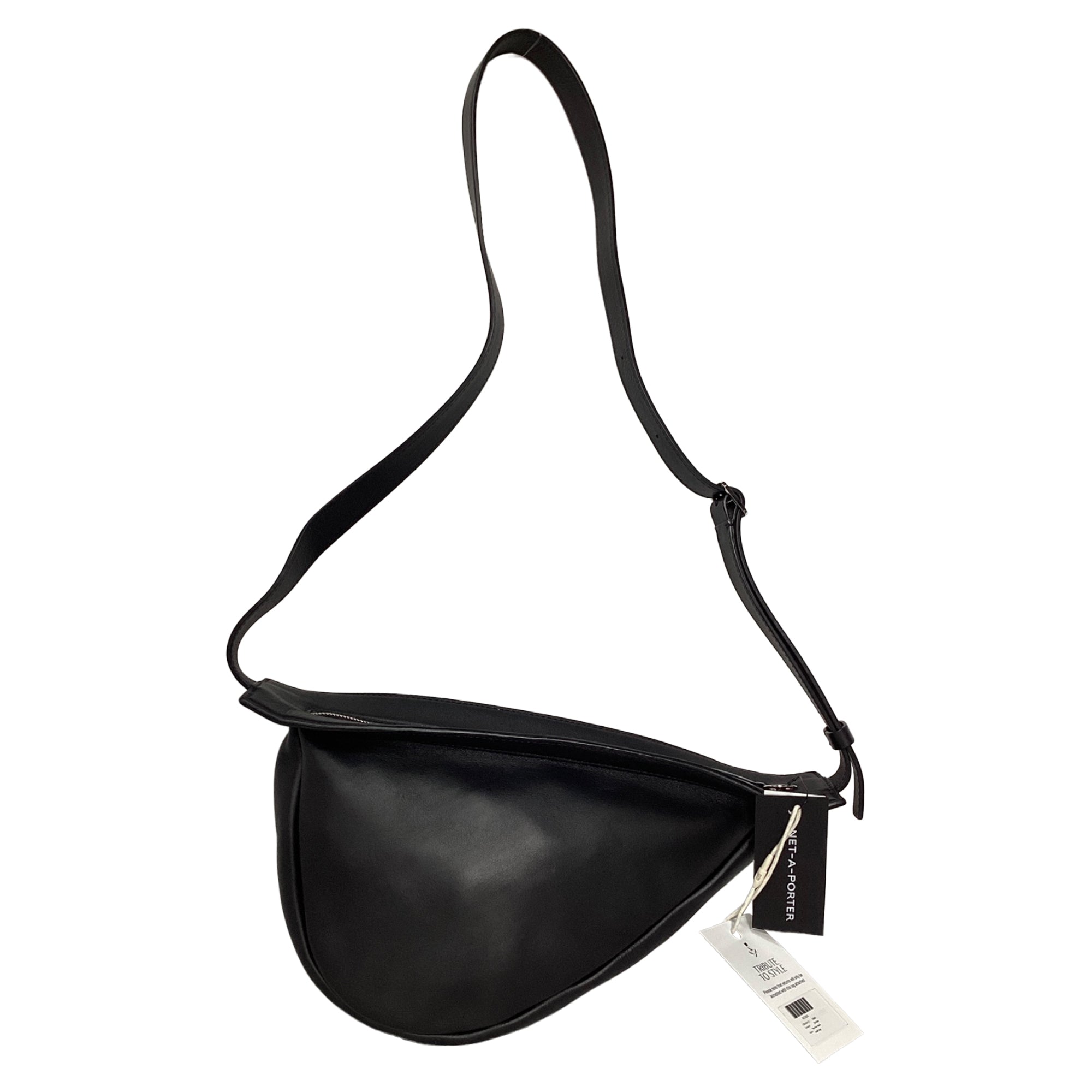 2604 The Row Slouchy Banana Shoulder Bag in Black Leather