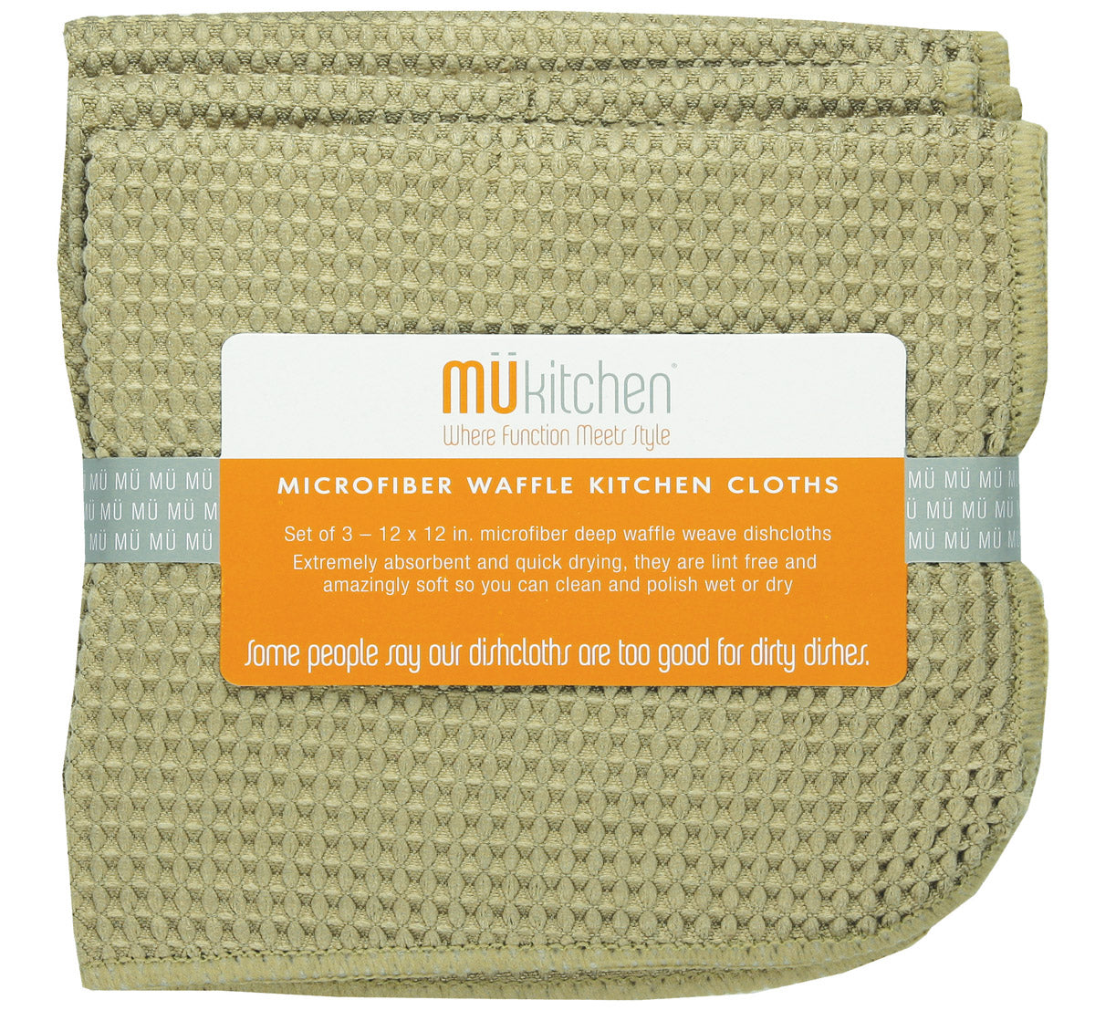 2351 MU Kitchen 12" x 12" Waffle Microfiber Dishcloth Set Of 3