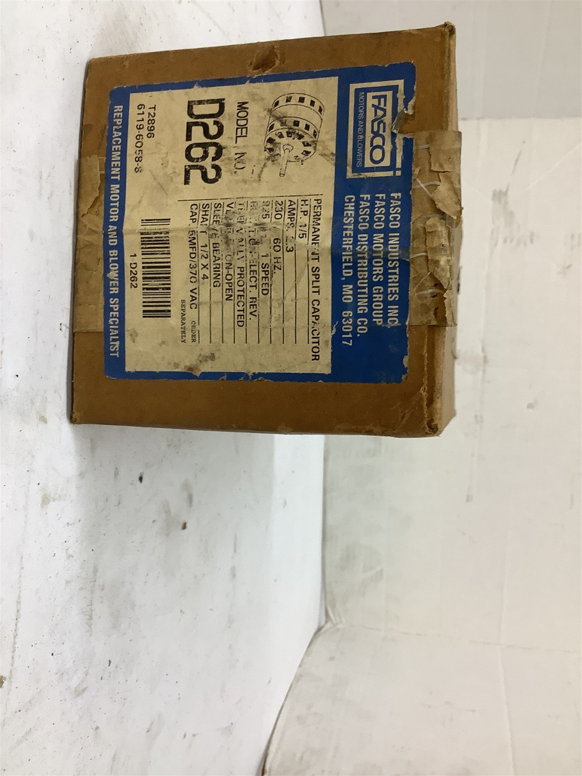 BME BEARINGS AND SURPLUS Fasco D262 Motor 1/5HP 230V 60HZ Open Encl