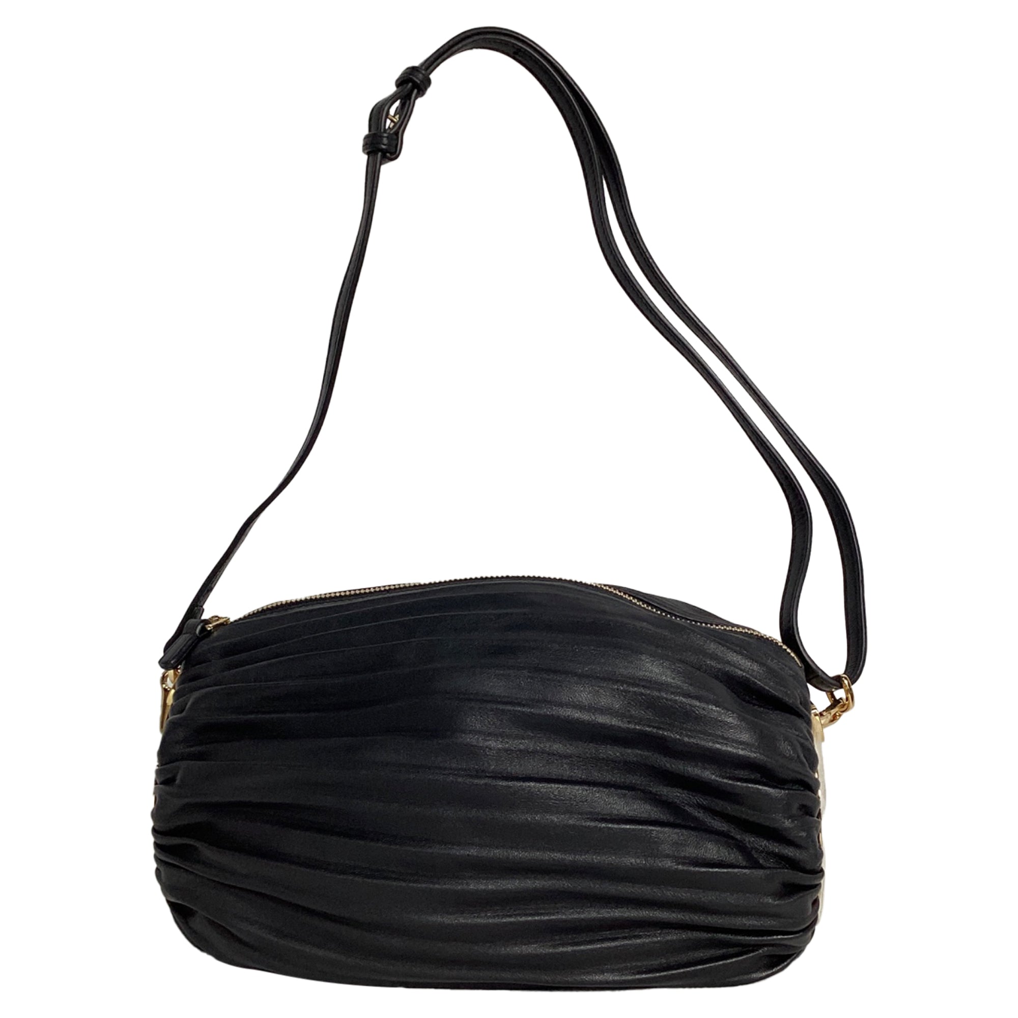2604 Loewe Bracelet Pouch Pleated in Black Nappa Lambskin Leather