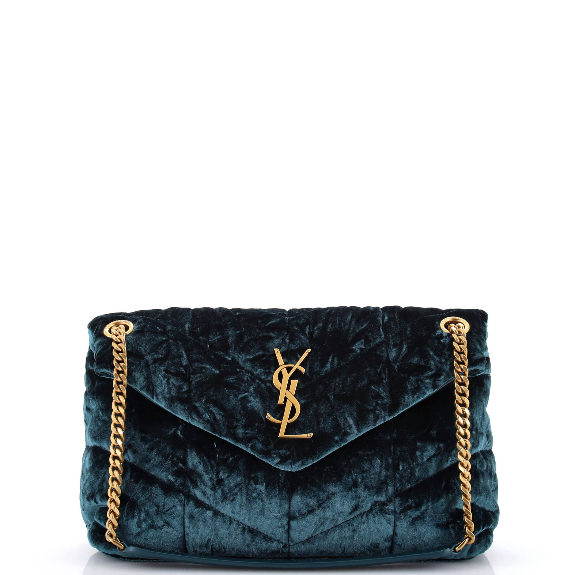 2860 Loulou Puffer Shoulder Bag Quilted Velvet Small