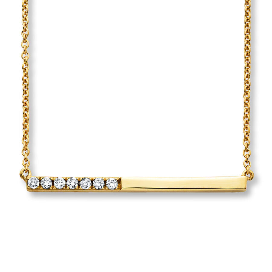 KAY JEWELERS Pre Owned Kay 1 10ct tw Round cut Diamond Bar Necklace in 10k Yellow Gold