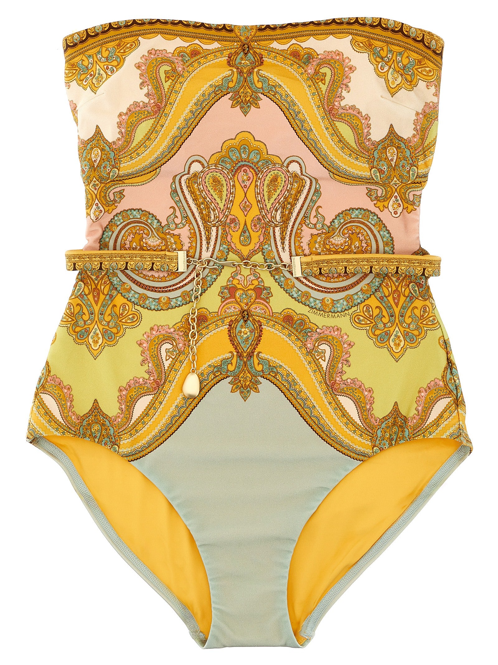 Zimmermann 'Maxine Chain Trim Bandeau' One Piece Swimsuit