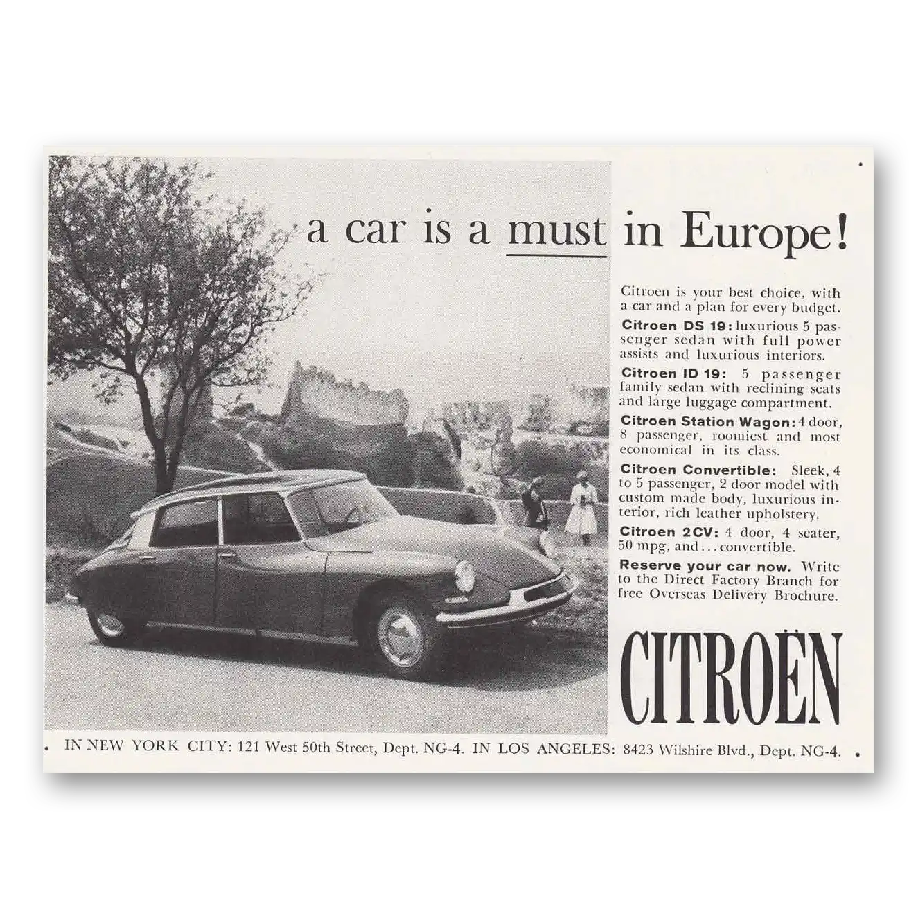 RELICPAPER 1961 Citroen Print Ad   Must In Europe