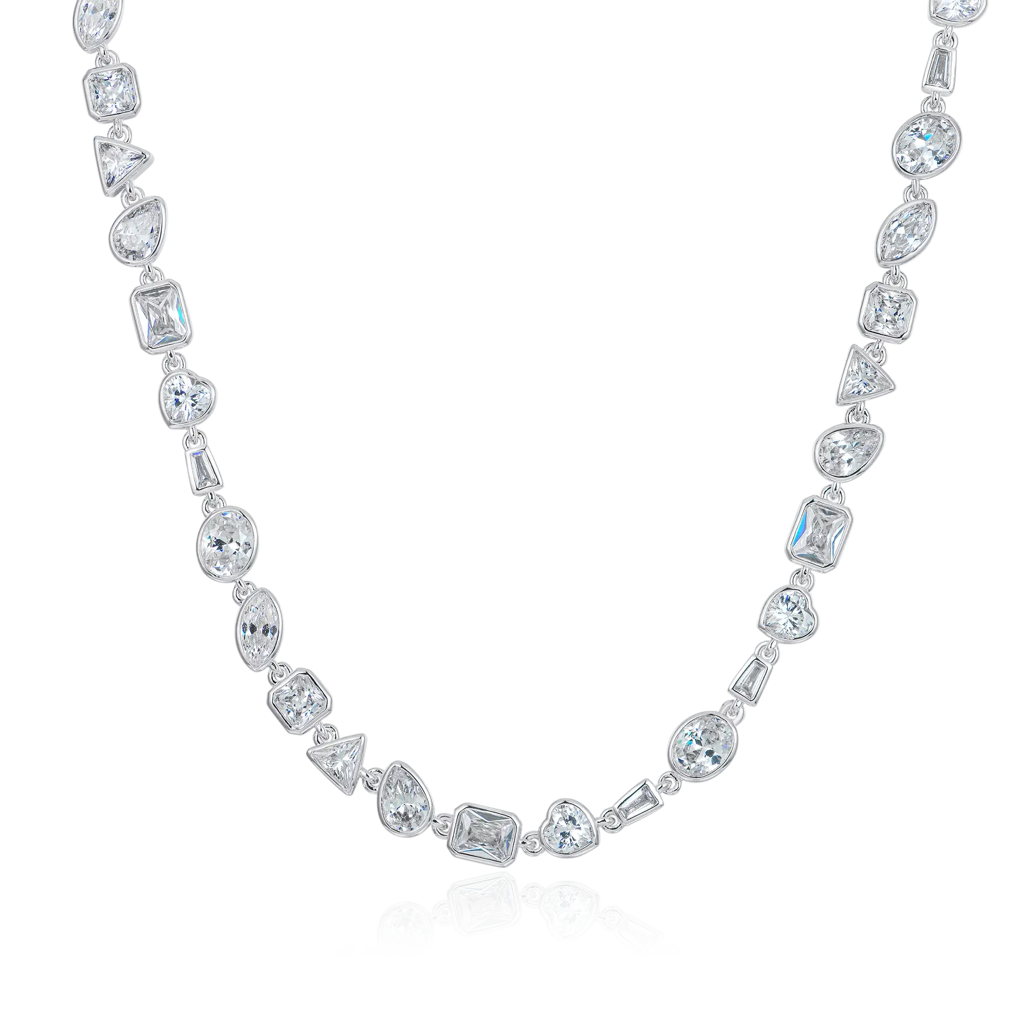 APORRO Women's Mixed Shape Gemstone Bezel Chain   6mm