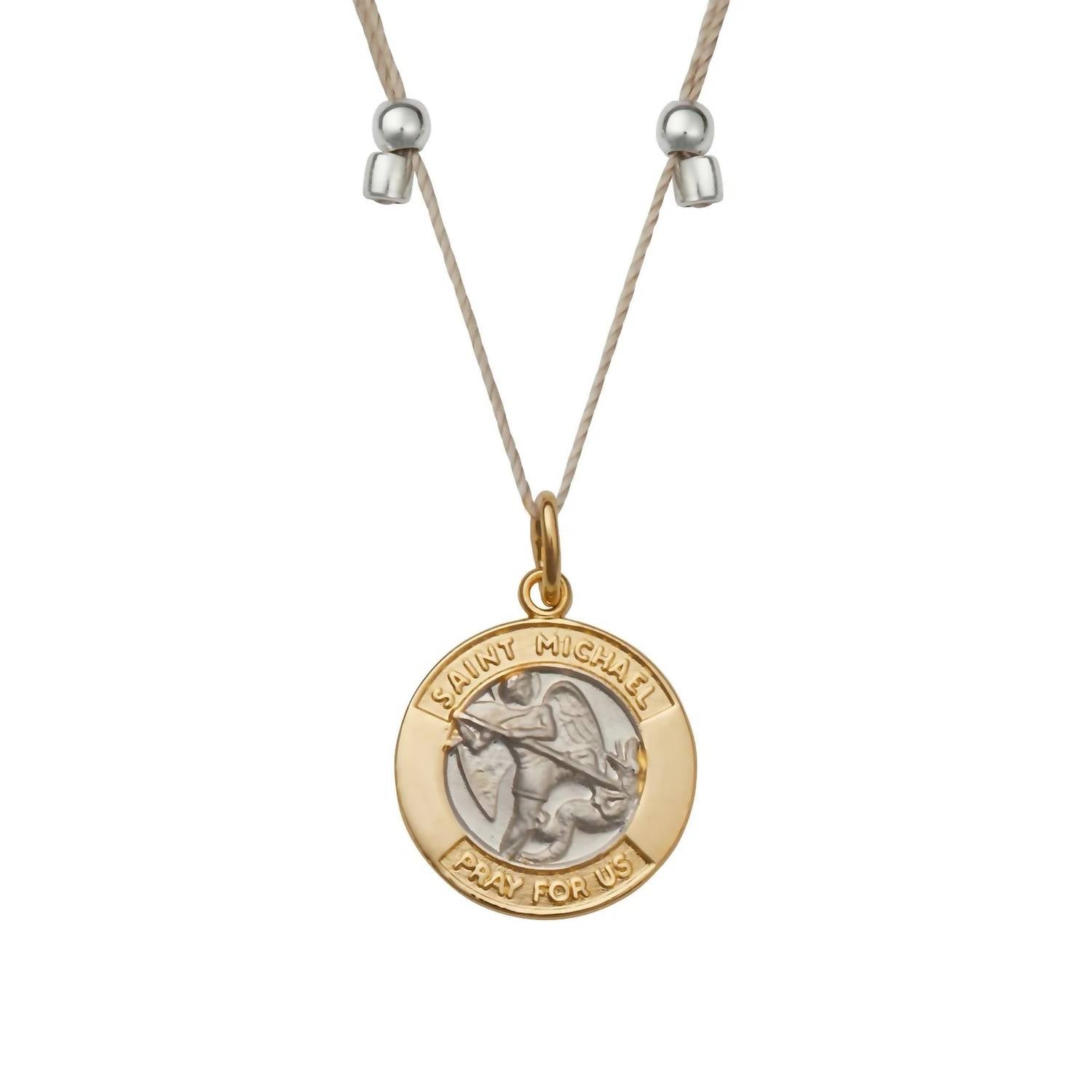 2244 Saint Michael Necklace In Two Toned On Silver