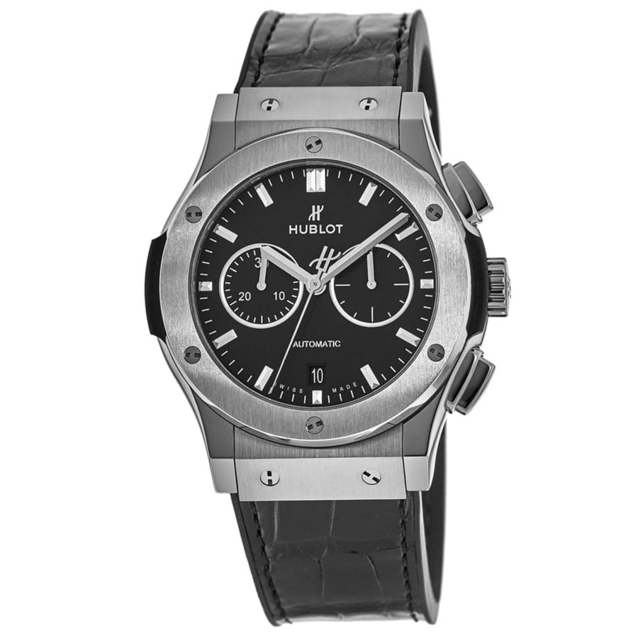 2818 Hublot Classic Fusion Chronograph Black Dial Black Leather Strap Men's Watch 541.NX.1171.LR