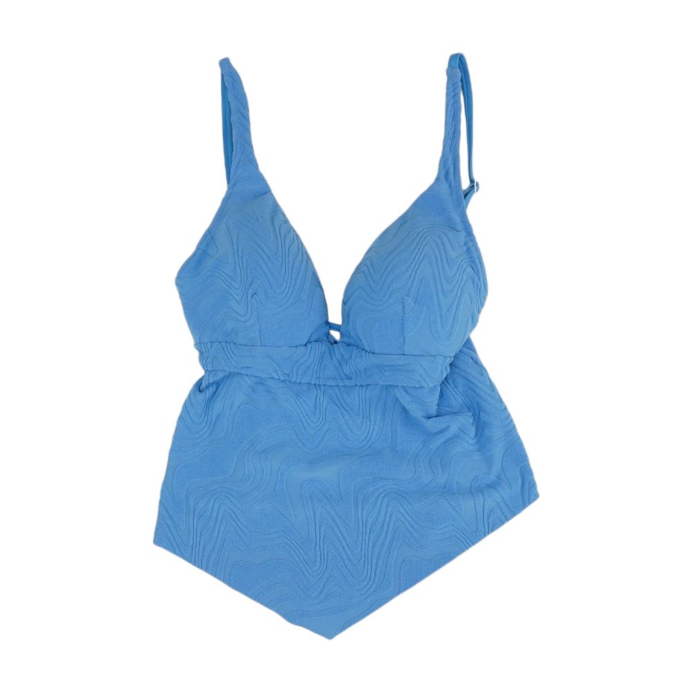 BAR III Blue Solid Swim Top