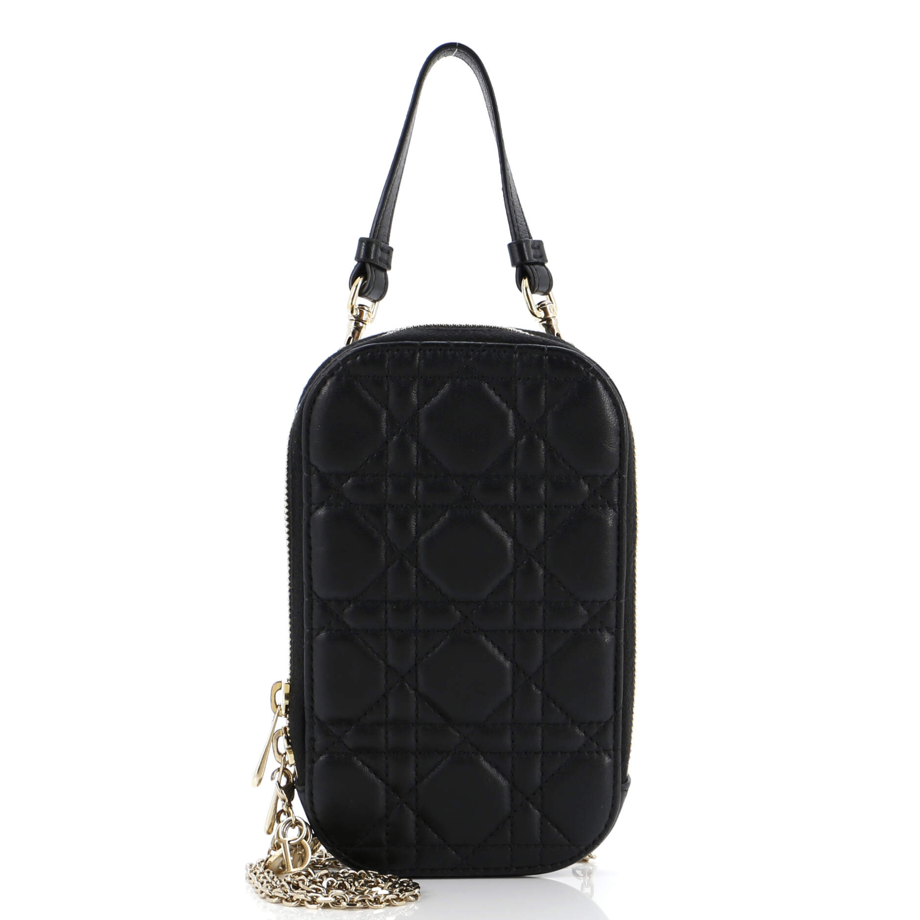 2860 Lady Dior Phone Holder on Chain Cannage Quilt Lambskin