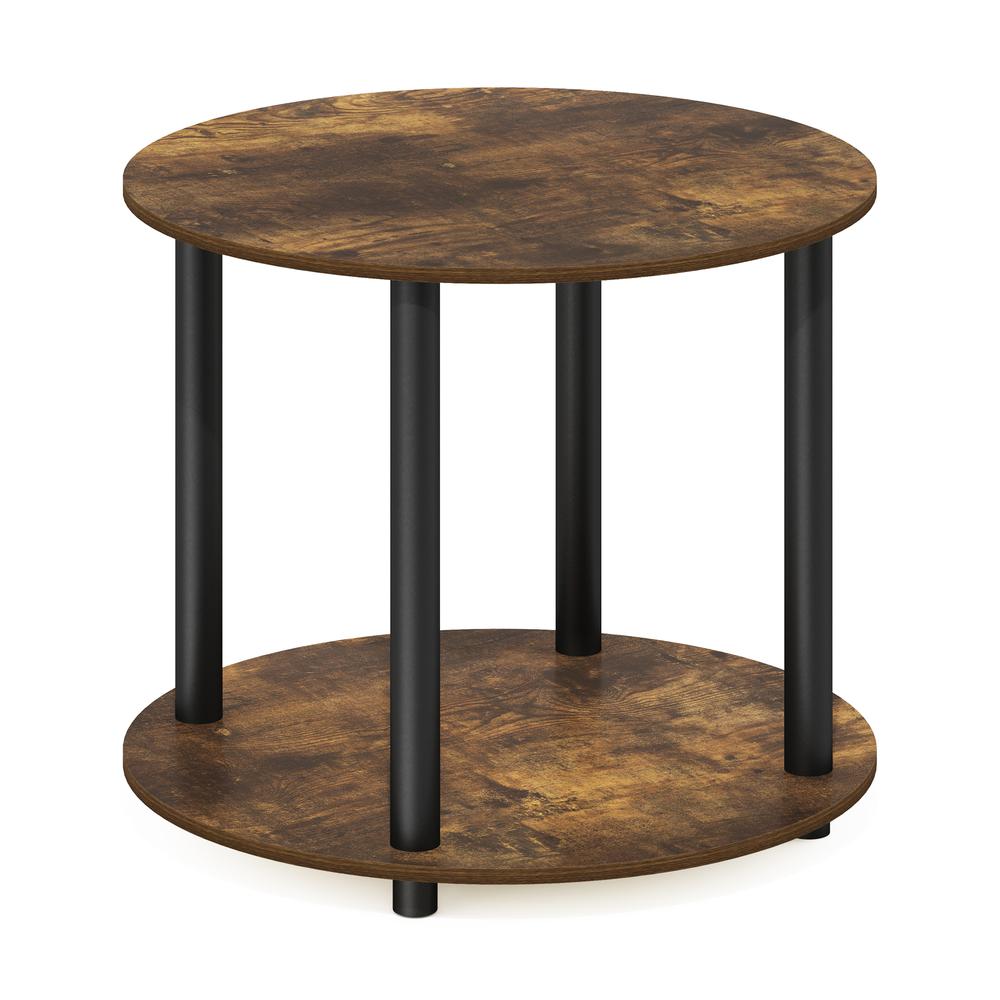 2736 Furinno Turn N Tube Simple Design 2 Tier Round Wooden Coffee Table  Amber Pine
