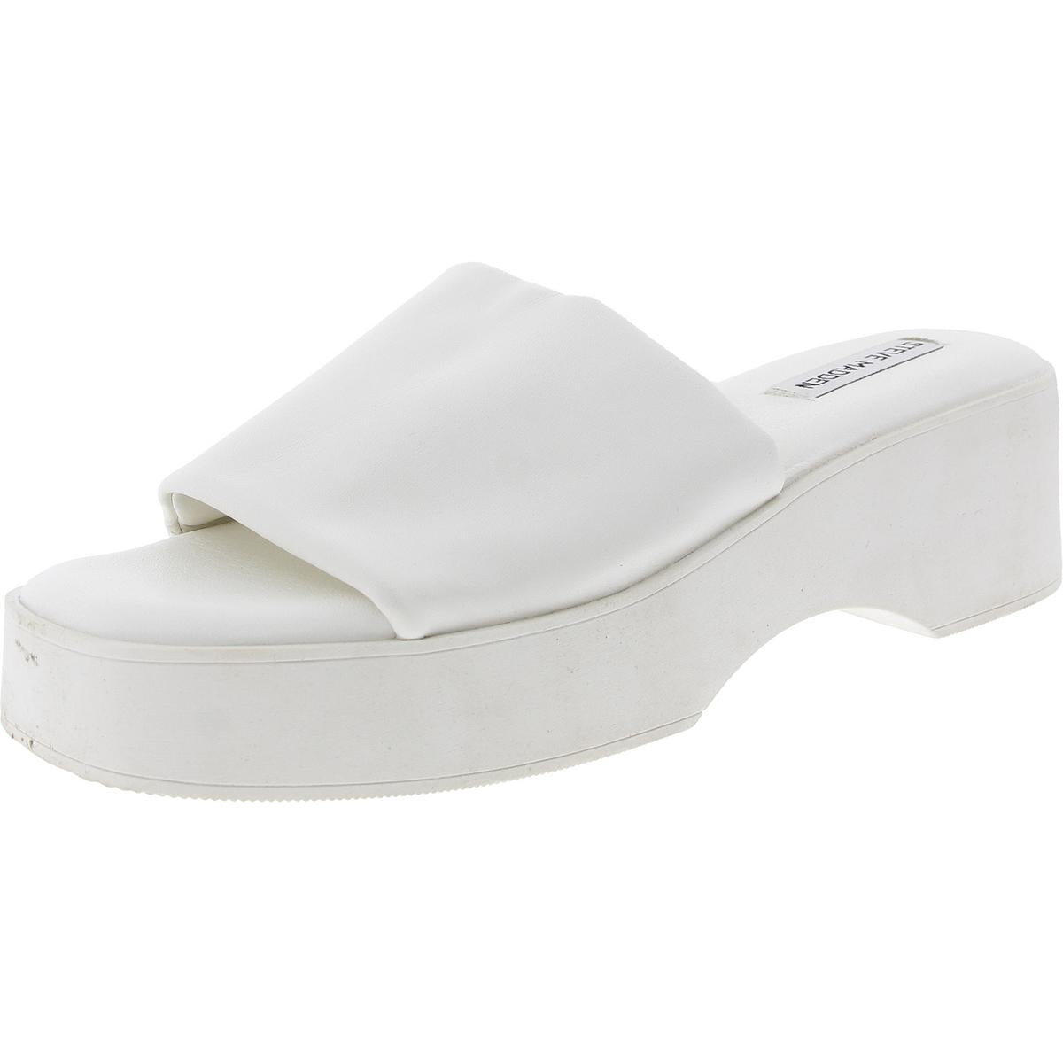 2485 Rare Womens Padded Insole Faux Leather Platform Sandals