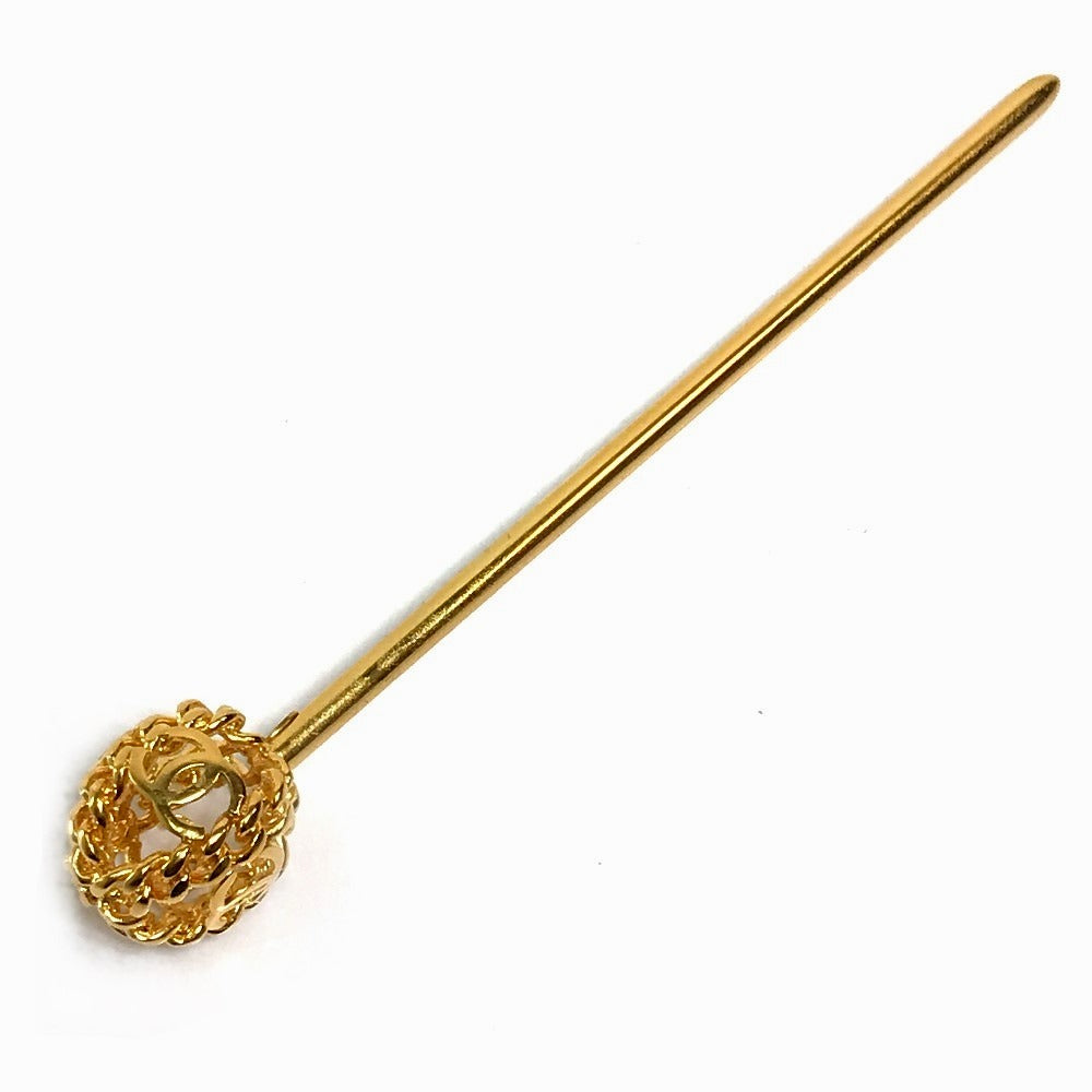 CHANEL hair accessory metal gold 98A COCO Mark Chain Ball Women Used Authentic