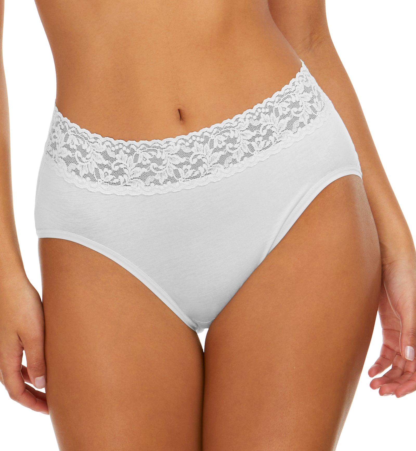 3ee604aa-38ac-45df-8e0f-11f86f9cce2d Hanky Panky Cotton French Brief with Lace (892461)   White