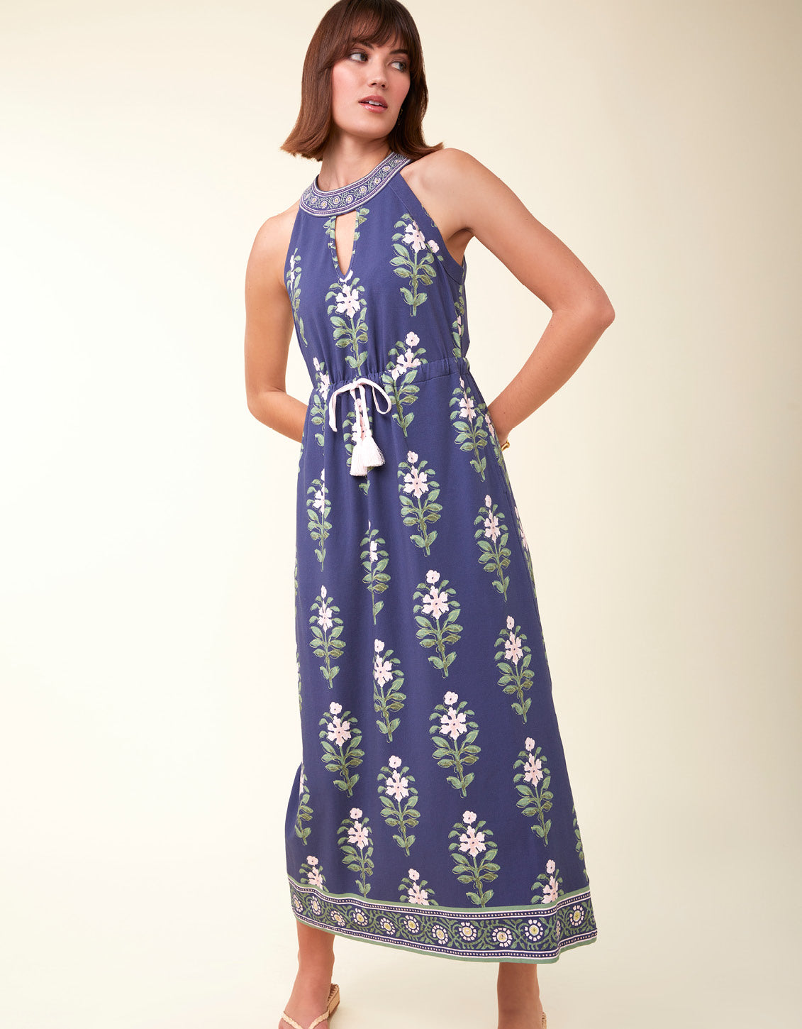SPARTINA 449 Loretta Jersey Midi Dress Ogeechee Delphinium Navy