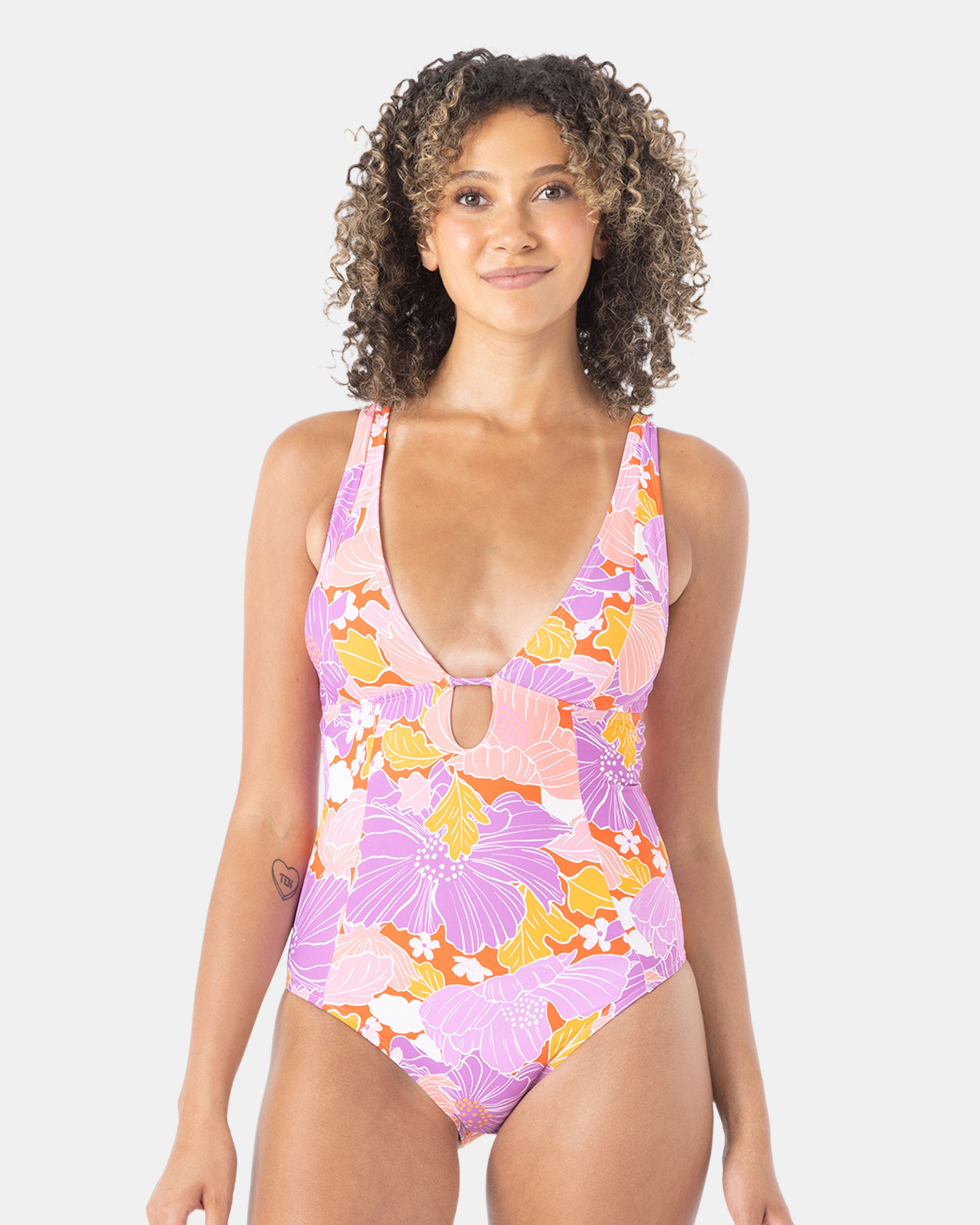 ROXY Bell Bottom Blooms Plunge One Piece Swimsuit