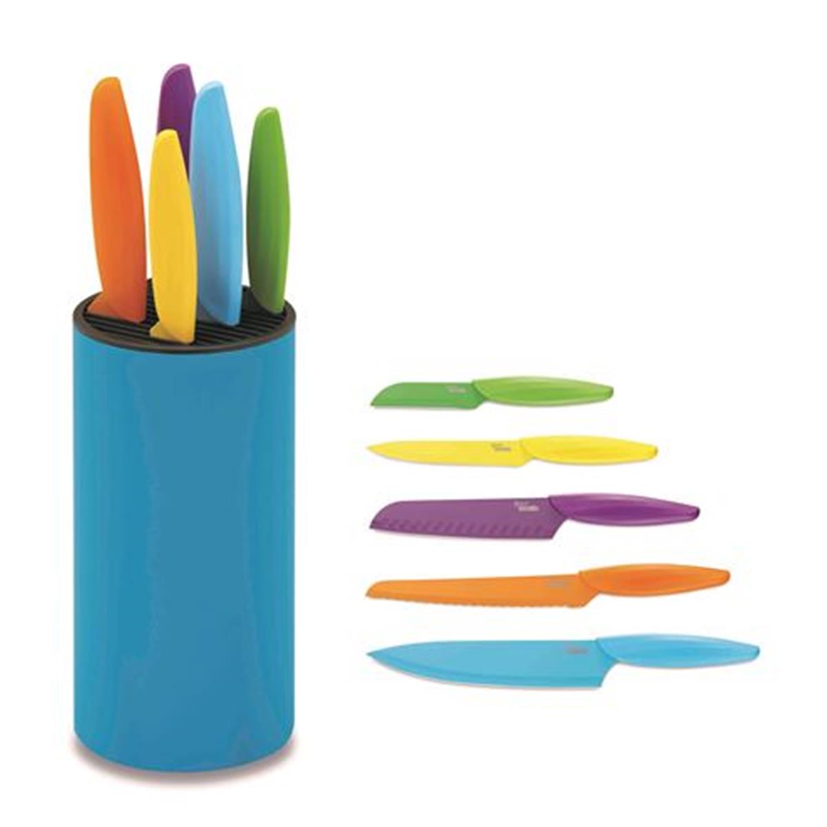 2297 Ausonia A096425 5 Colored Knives with Blue Block