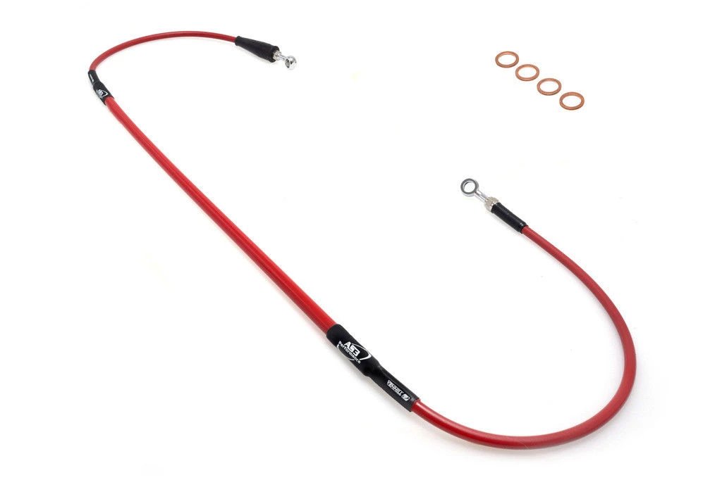 AS3 PERFORMANCE HONDA XR 650 R 2000 2007 AS3 VENHILL BRAIDED FRONT BRAKE LINE HOSE RED