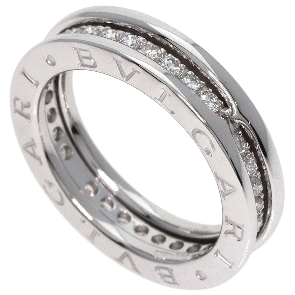 BVLGARI Ring K18WG Silver B zero1 B zero One 1 Band Diamond #50 Women Used Authentic