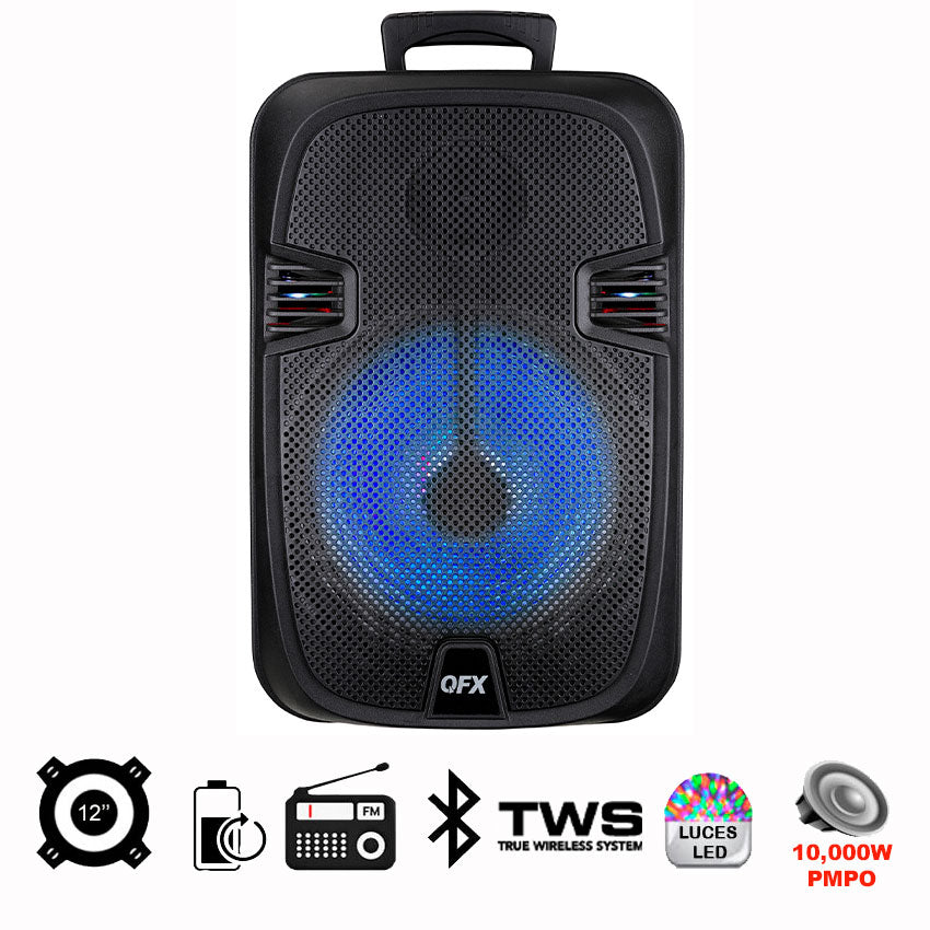 QFX PBX 1206 Rechargeable Party Sound System, Black