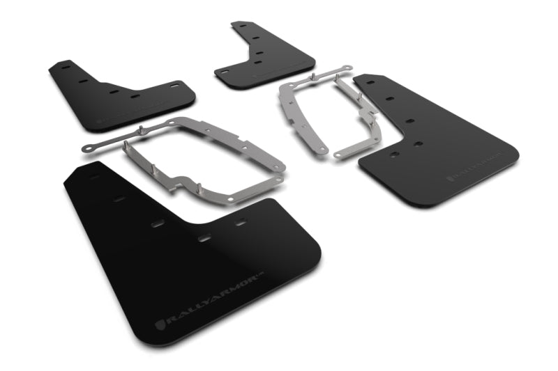 Rally Armor 17 23 Tesla Model 3 Black UR Mud Flap   Metallic Black Logo