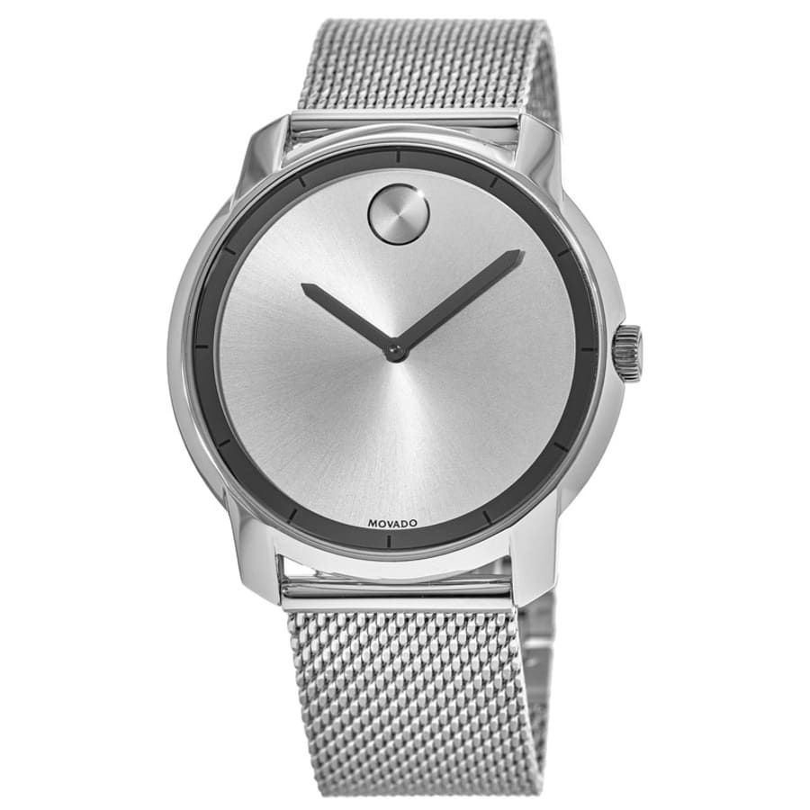 2818 Movado Bold Silver Sunray Mesh Bracelet 44mm Men's Watch 3600260