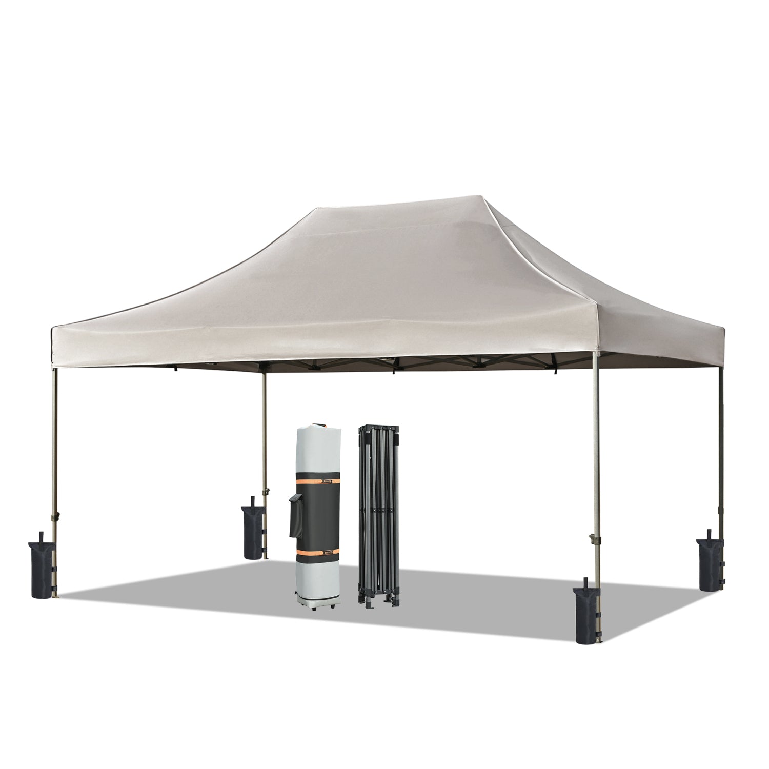 2594 Streamdale 10x15 Pop Up Canopy Tent  UV Waterproof  Adjustable Height  Khaki