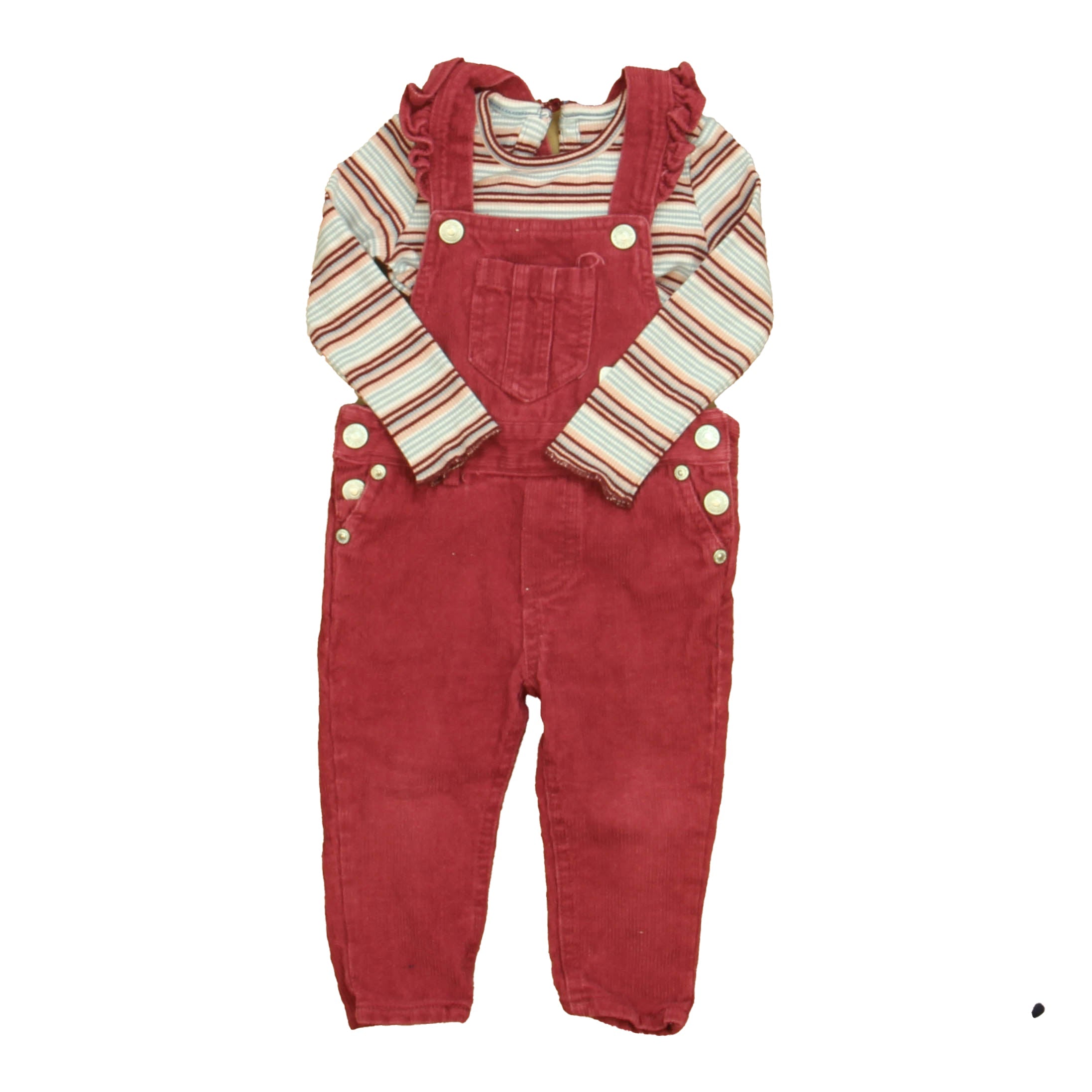 2739 7 for all Mankind Girls Magenta   Blue Stripe Overalls