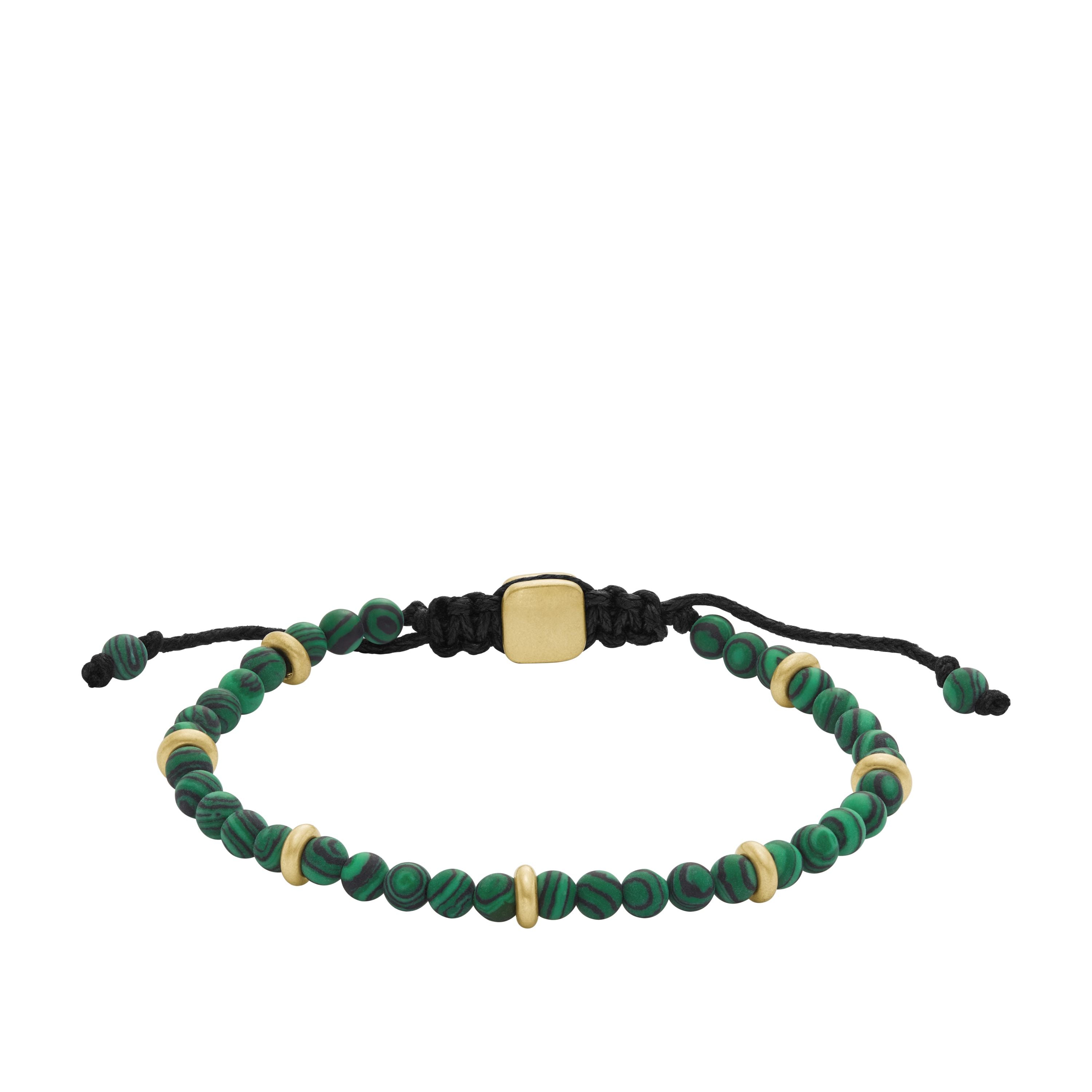 2147 Fossil Men's Merritt Arm Stack Green Malachite Beaded Bracelet