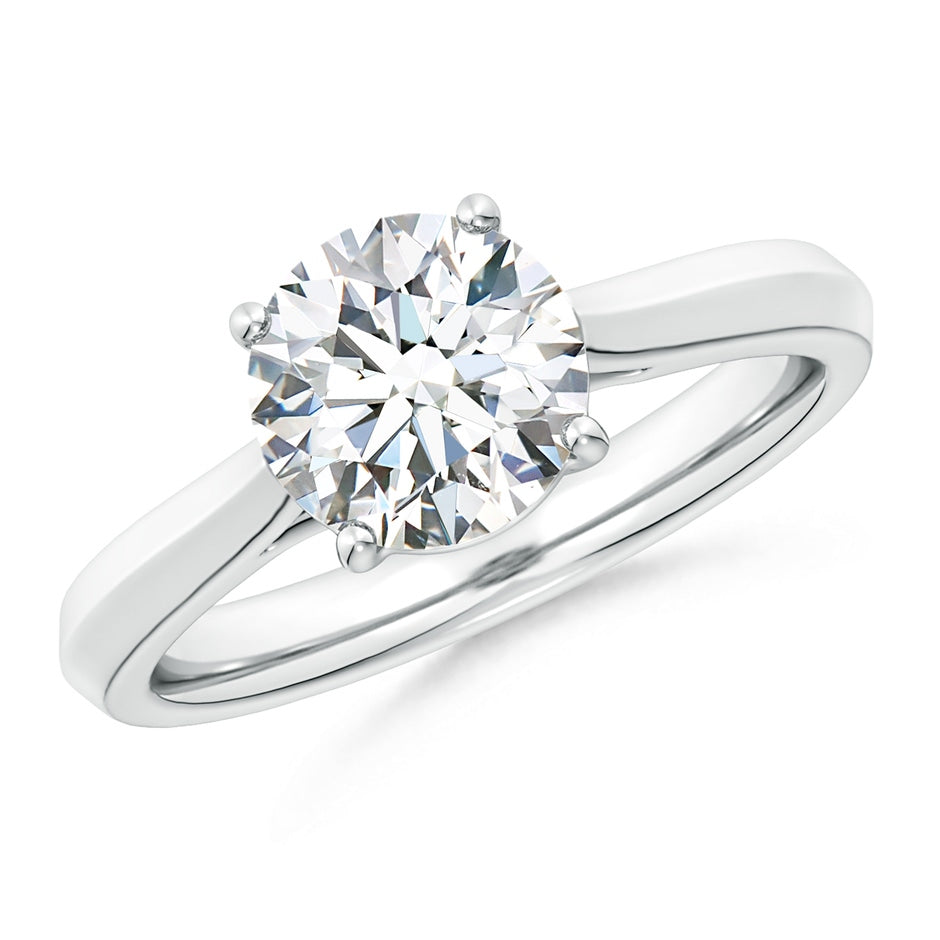 ANGARA Lab Grown Round Diamond Knife Edge Shank Trellis Engagement Ring