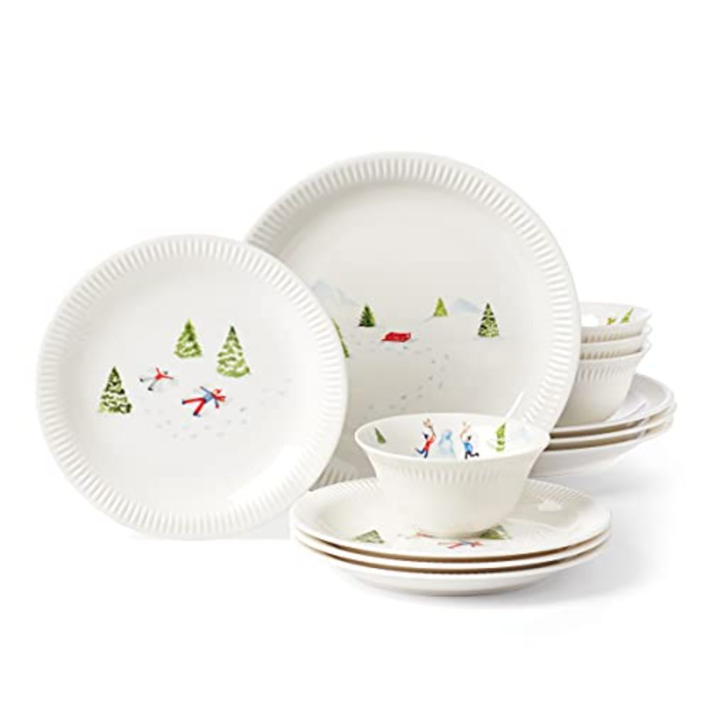 2570 Lenox Profile Snow Day 12 Piece Dinnerware Set  15.30  White