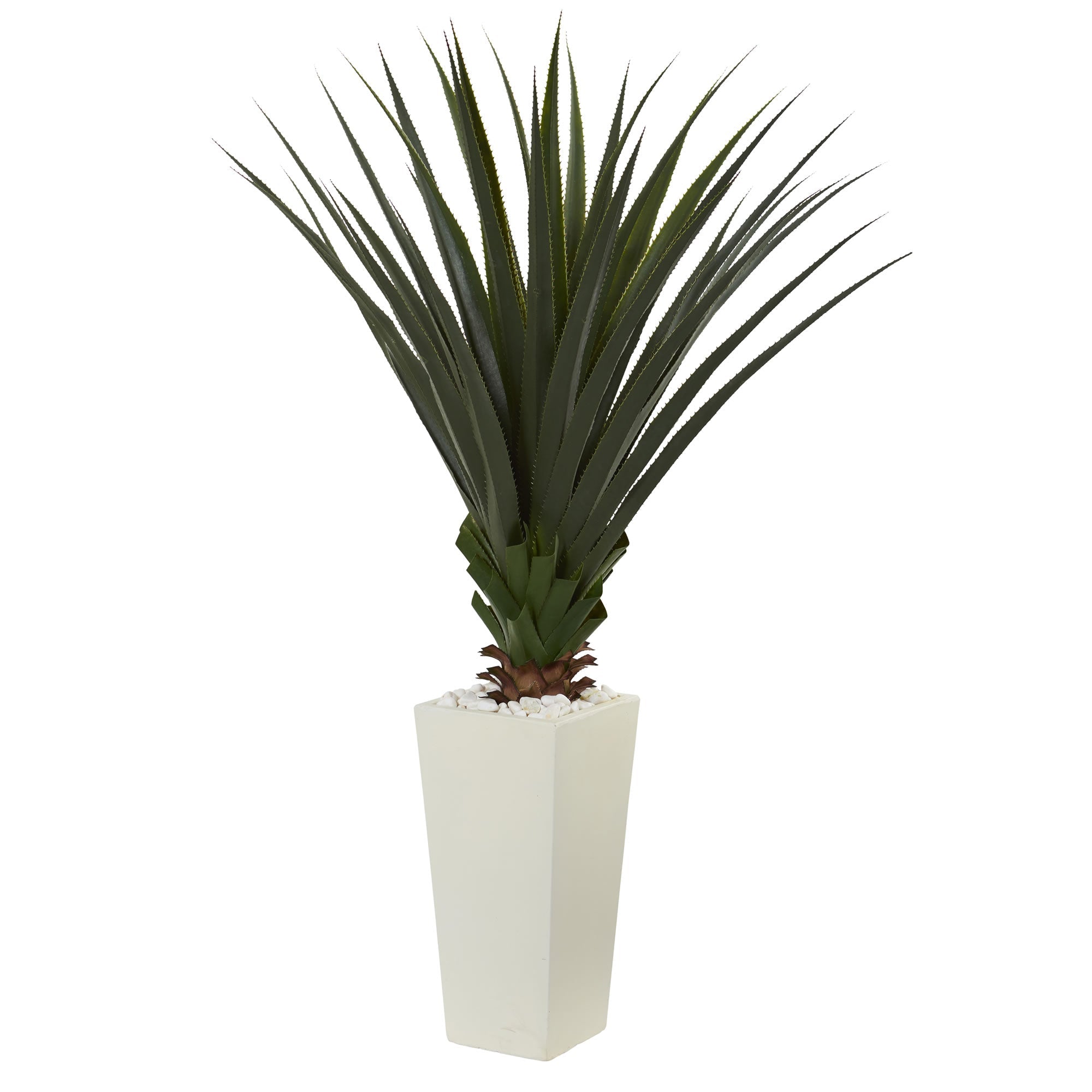 2736 5' Spiky Agave Plant in White Tower Planter