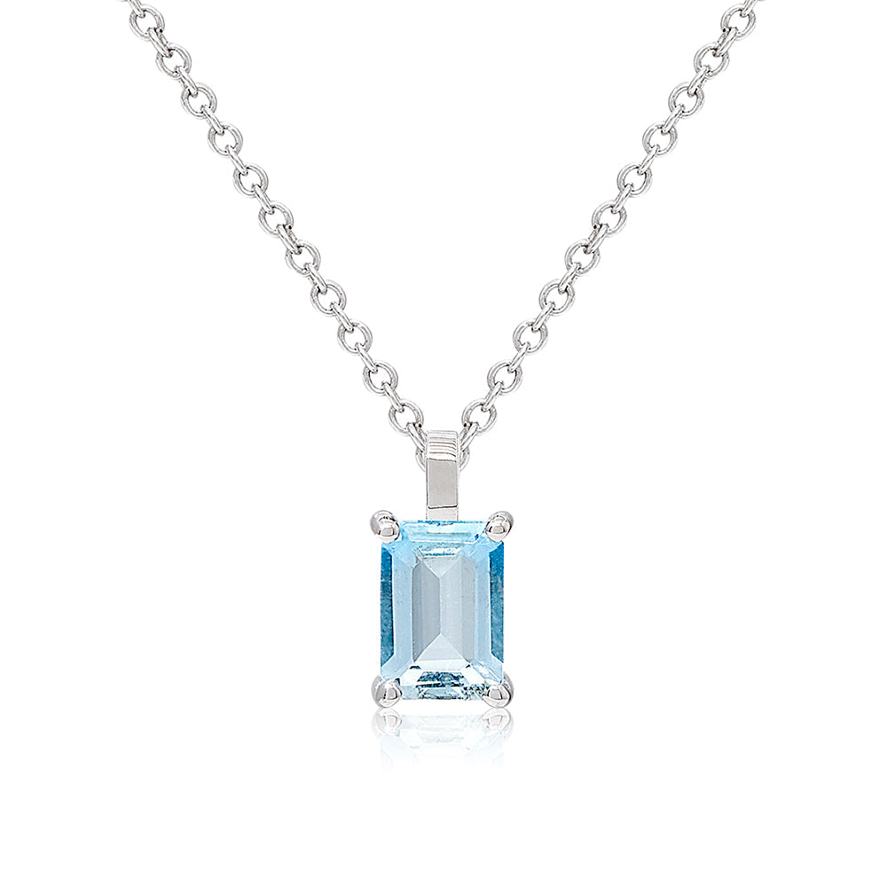 AUGUSTINE JEWELS White Gold Aquamarine Necklace