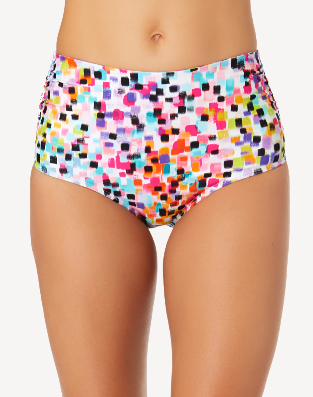 ANNE COLE Abstract Dot Convertible Shirred Bikini Bottom
