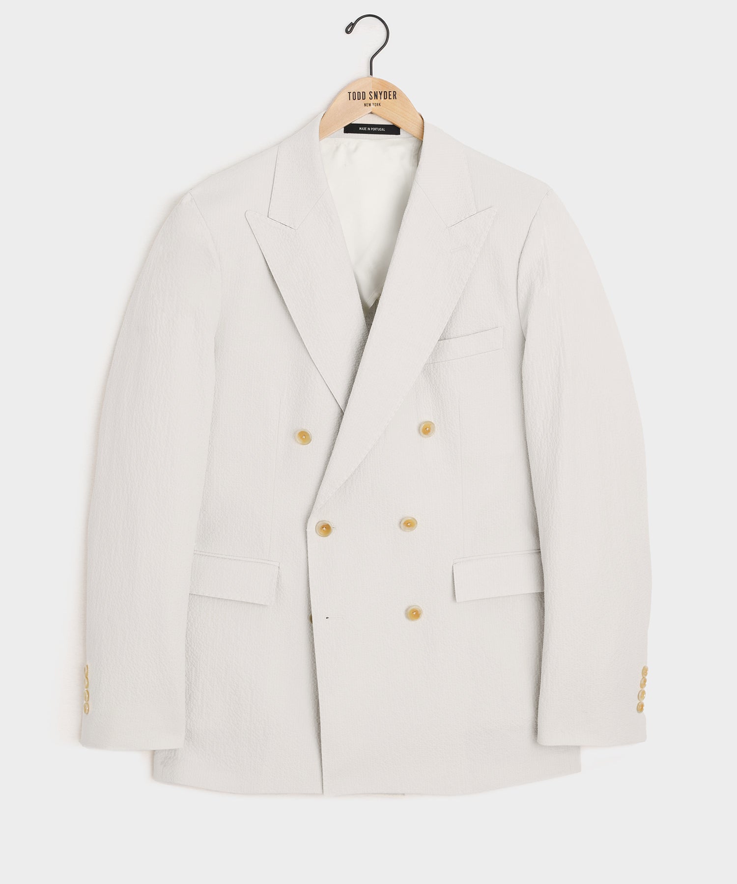 TODD SNYDER Italian Seersucker Double Breasted Suit Jacket