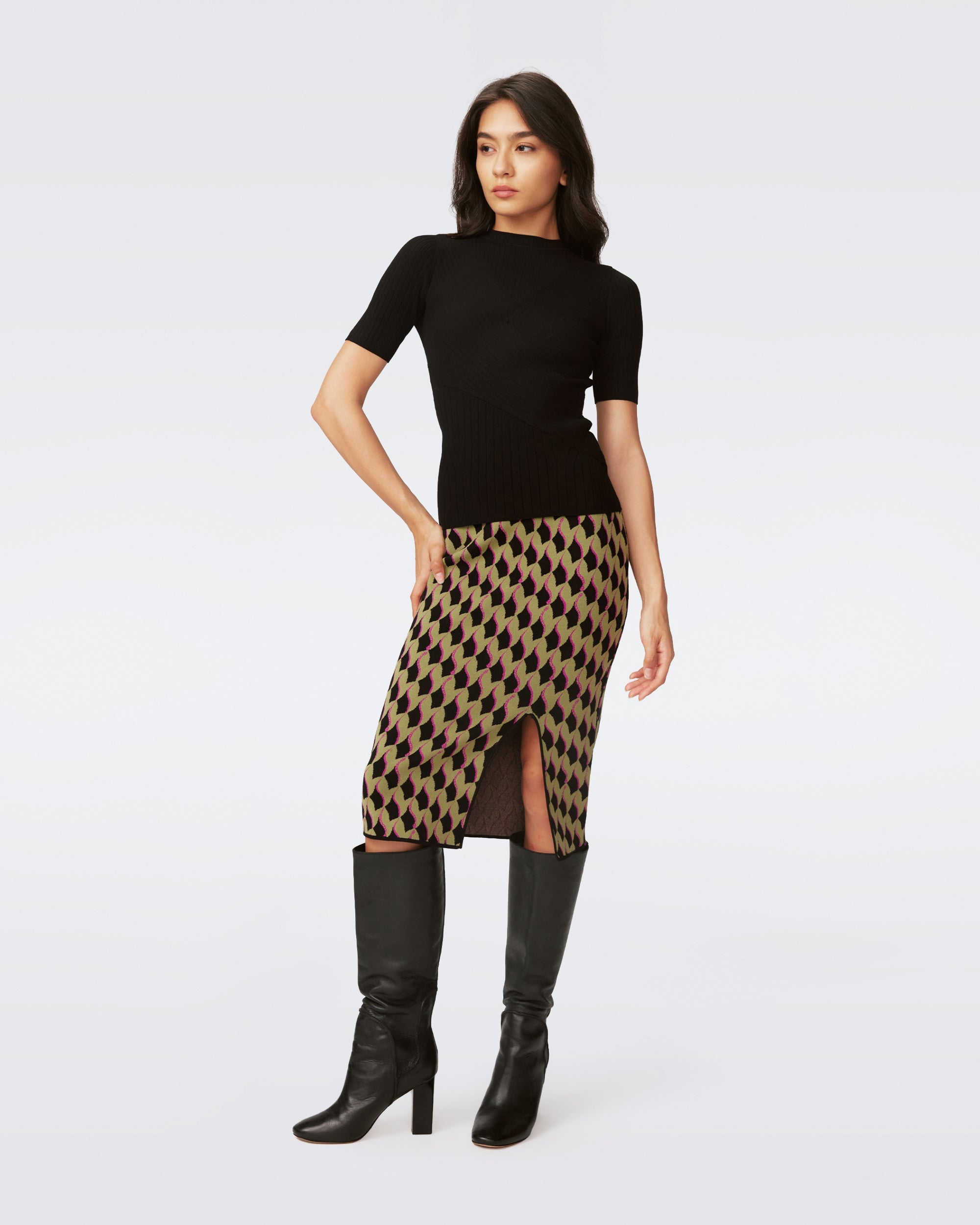 DIANE VON FURSTENBERG Gusta Knit Jacquard Skirt
