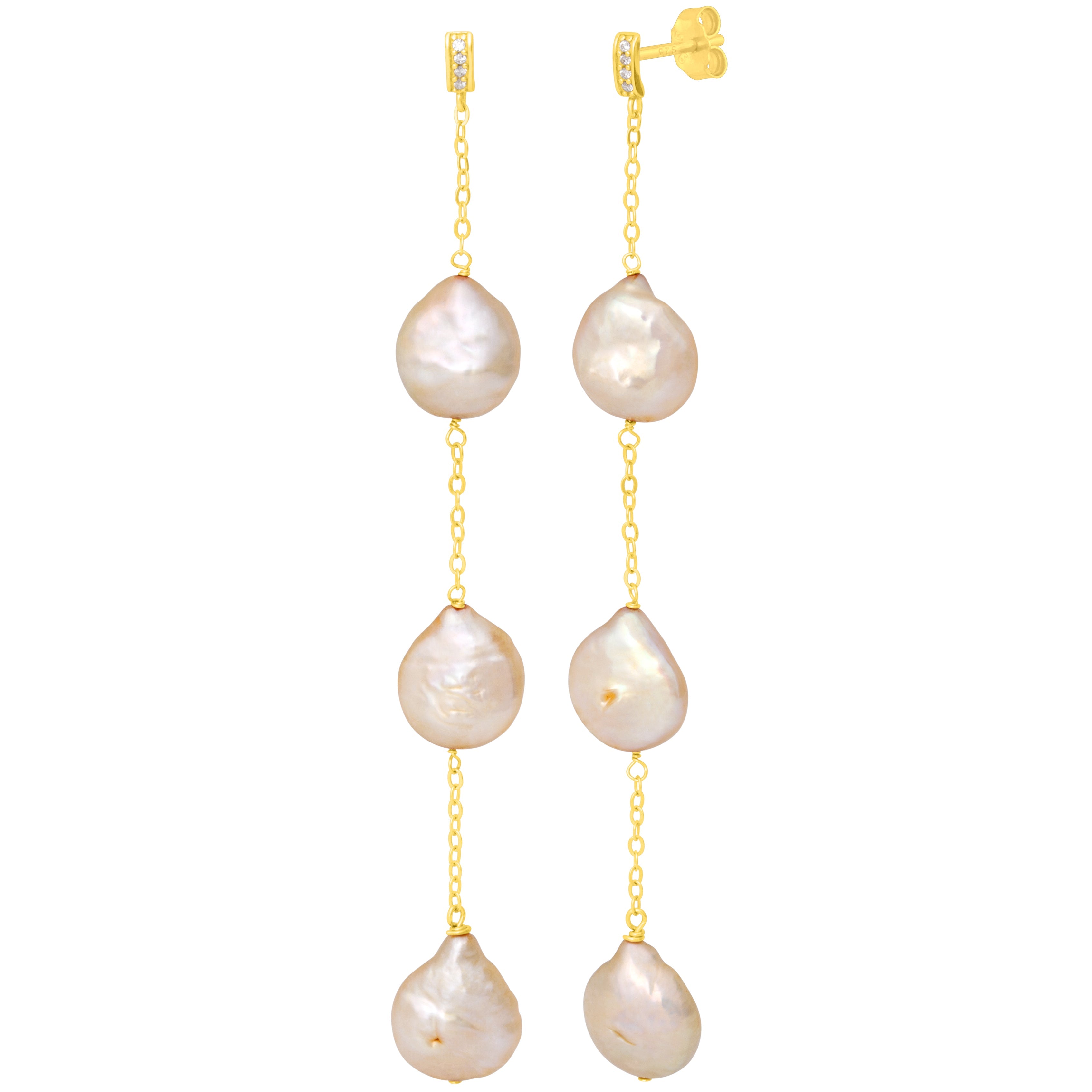FYB Lucia Champagne Pearl Earrings