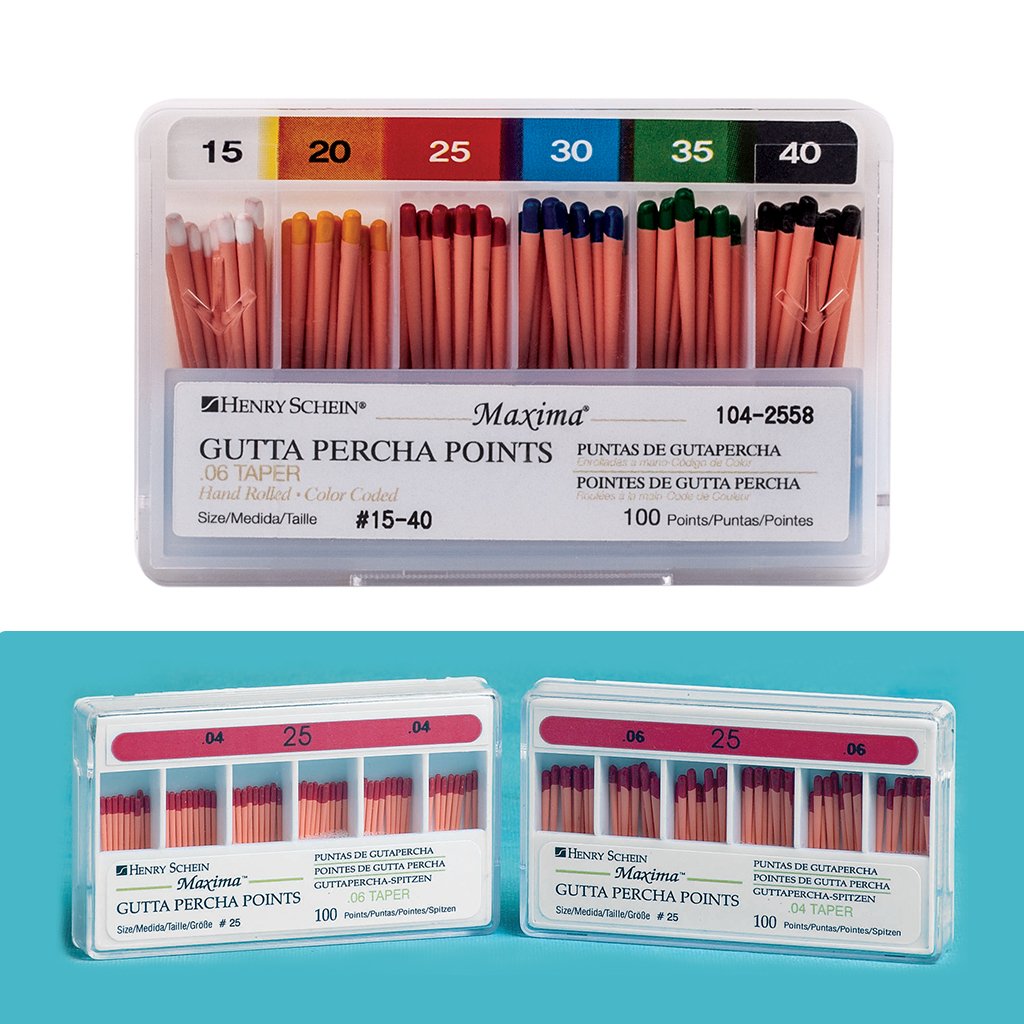 HENRY SCHEIN HS Maxima Gutta Percha Points 0.04 50 Yellow 100/Box