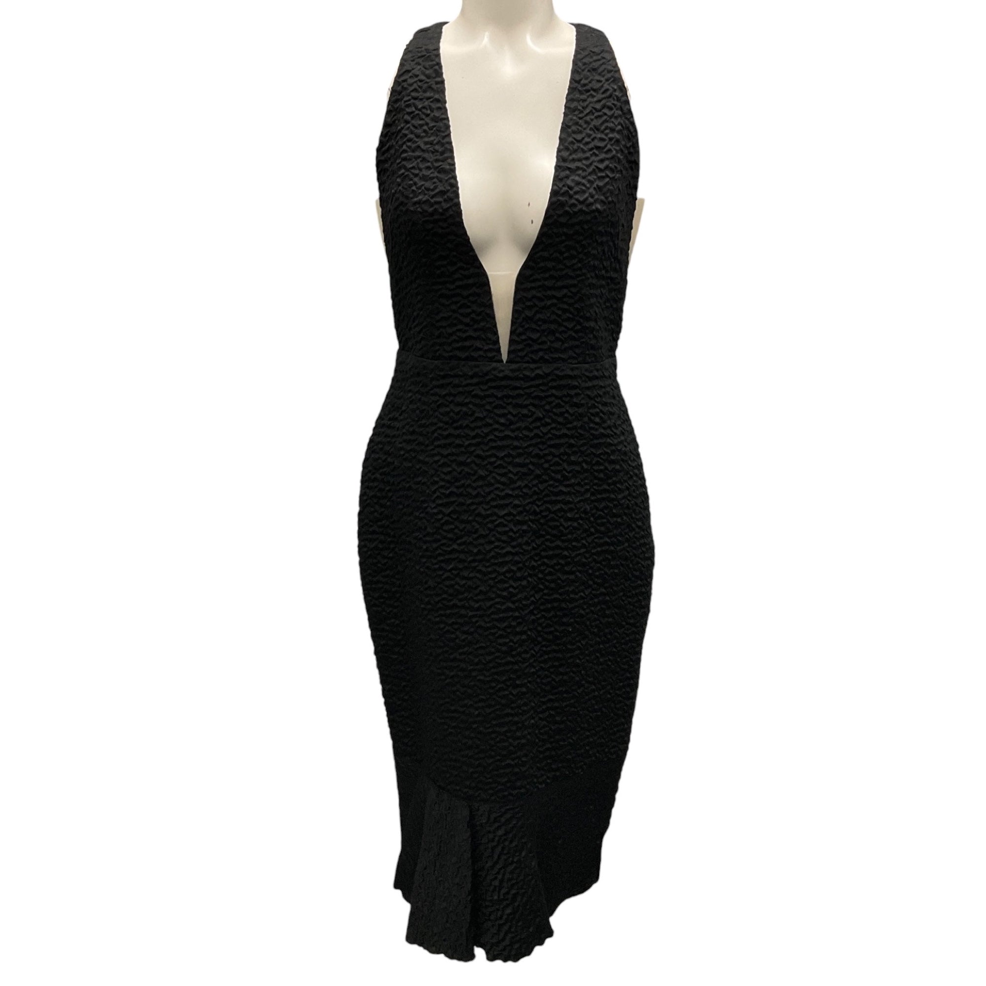 Alex Perry Black Mirabelle Cloque V Pencil Dress