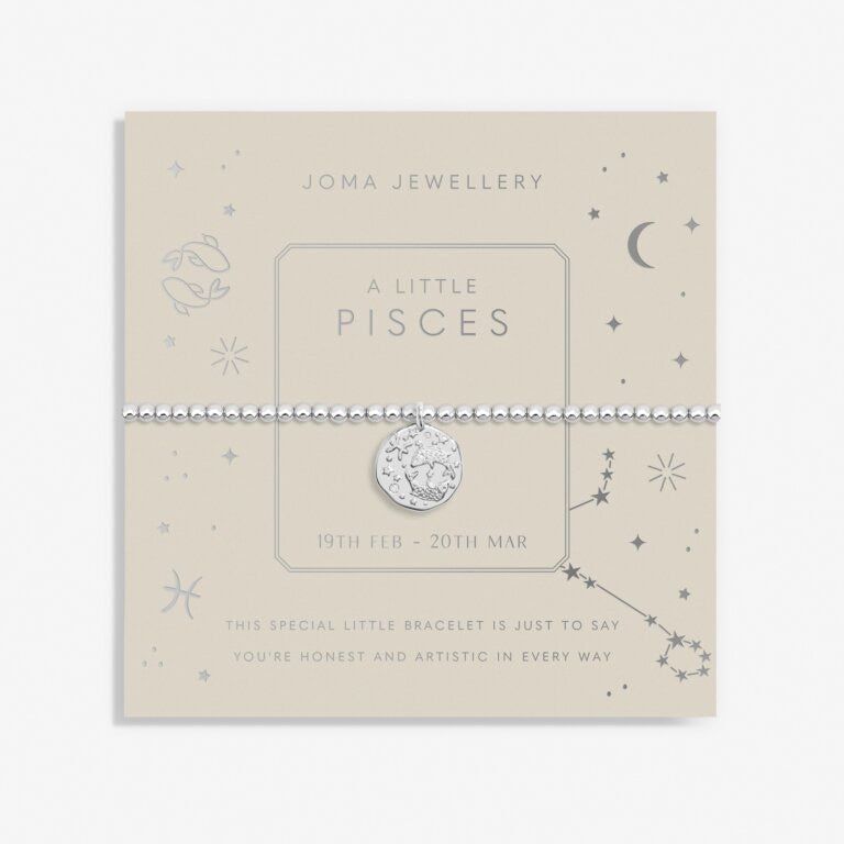 Joma Jewellery    Starsign A little PISCES Silver Disc Bracelet