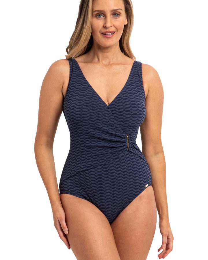 JANTZEN Limitless Bar Surplice One Piece   Navy