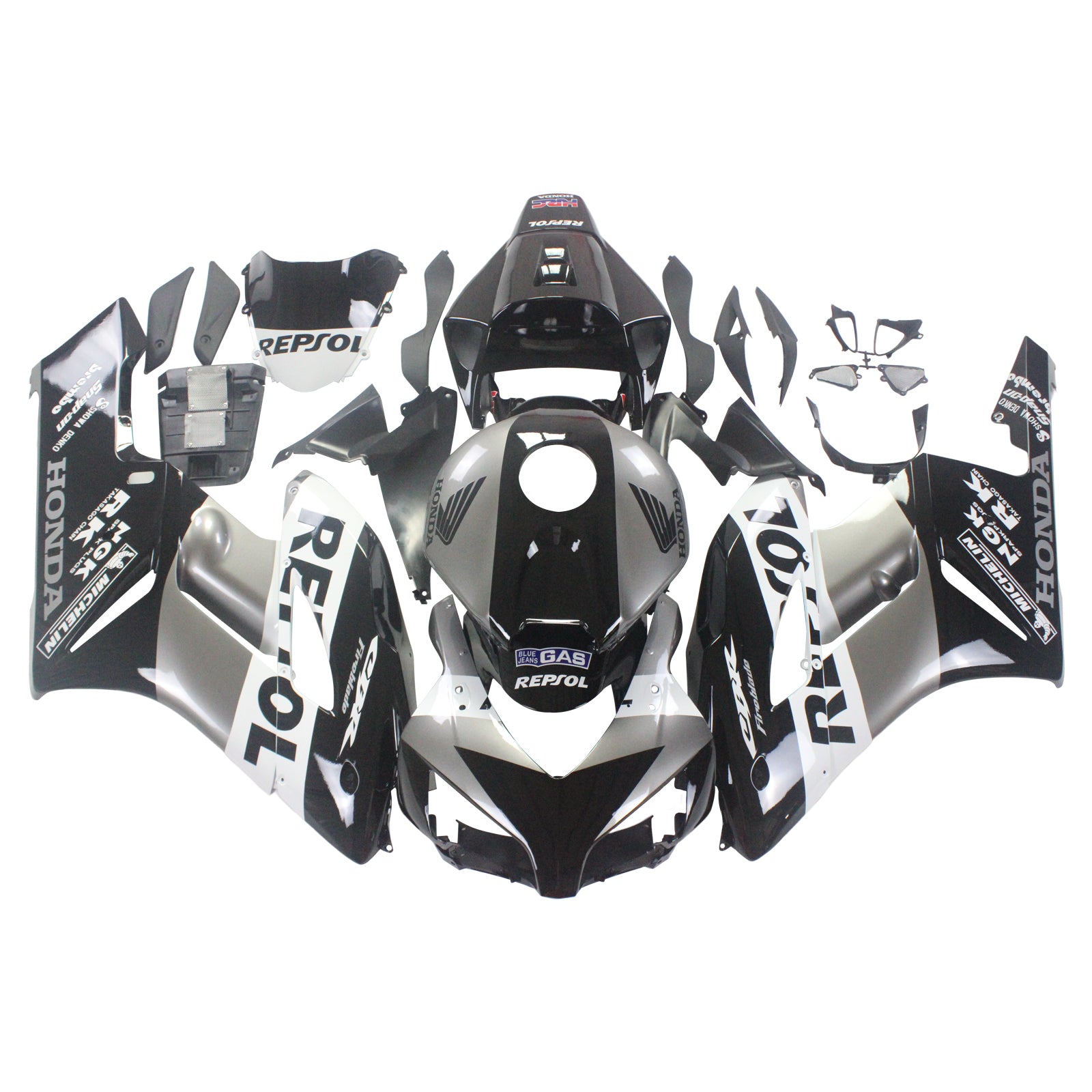 VIPIH Fairings 2004 2005 Honda CBR 1000 RR Black Silver Repsol  Generic