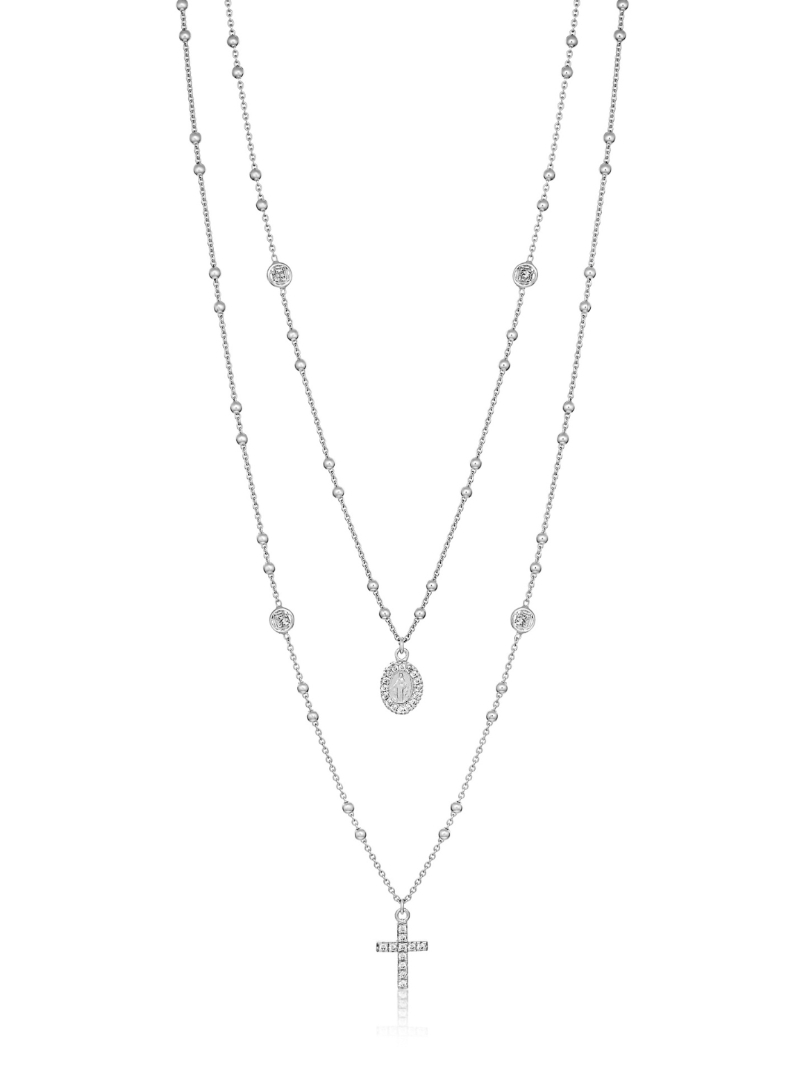 BELLA LUCK CHARMS Assisi Silver Diamante Rosary Necklace