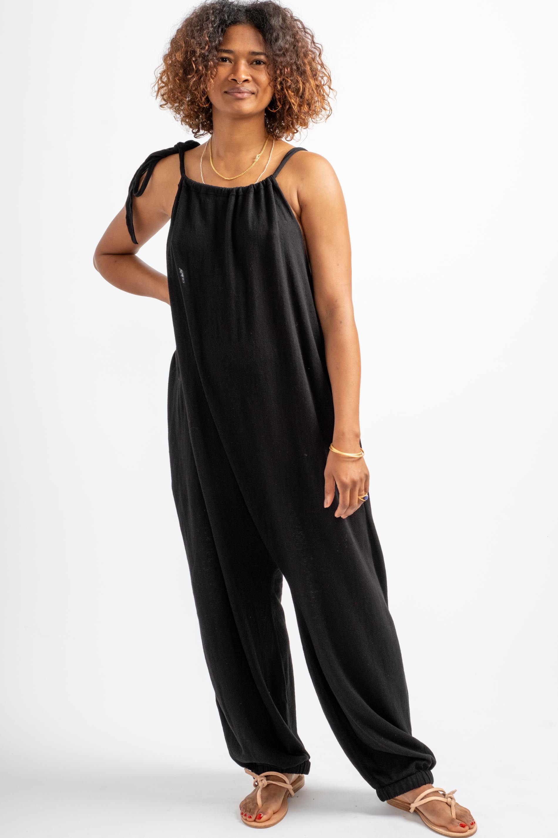 LAUREN MANOOGIAN Gather Jumpsuit in Black
