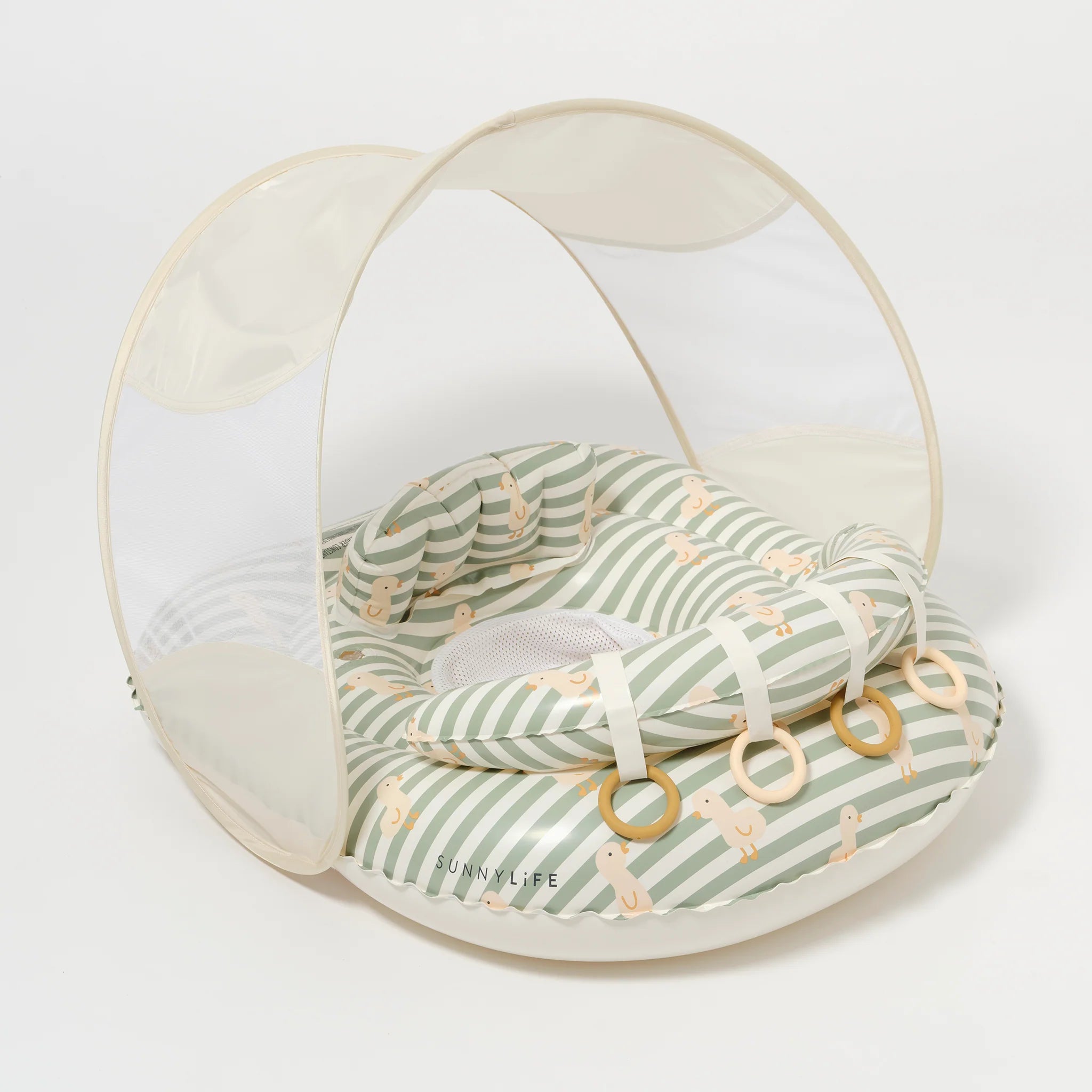 SUNNY LIFE Interactive Baby Float   Duck Sage Stripe