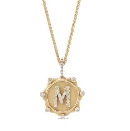 Marlo Laz   Alphabet Pave Coin Charm  "M"
