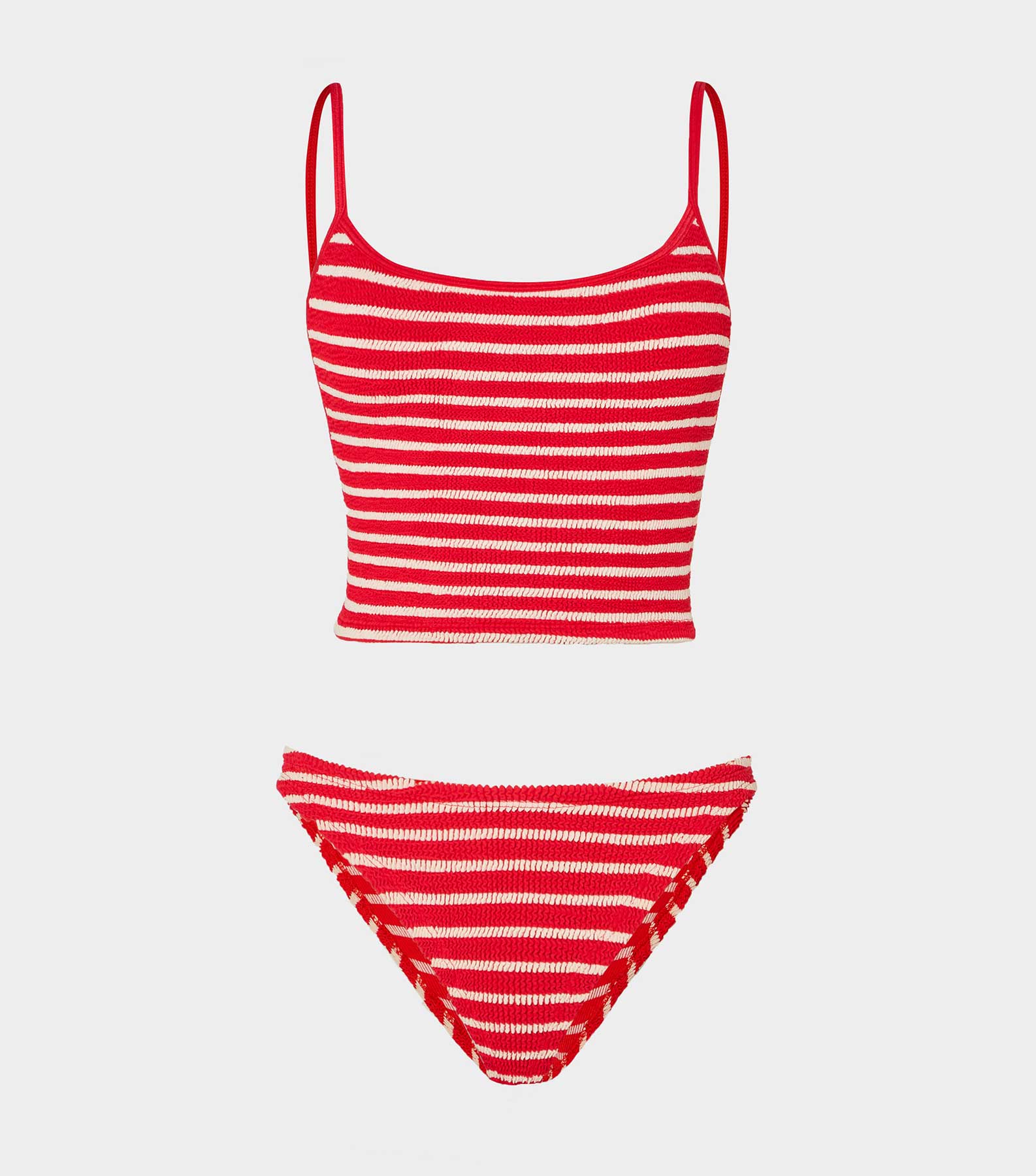 HUNZA G Strap Bikini   Red White Stripe