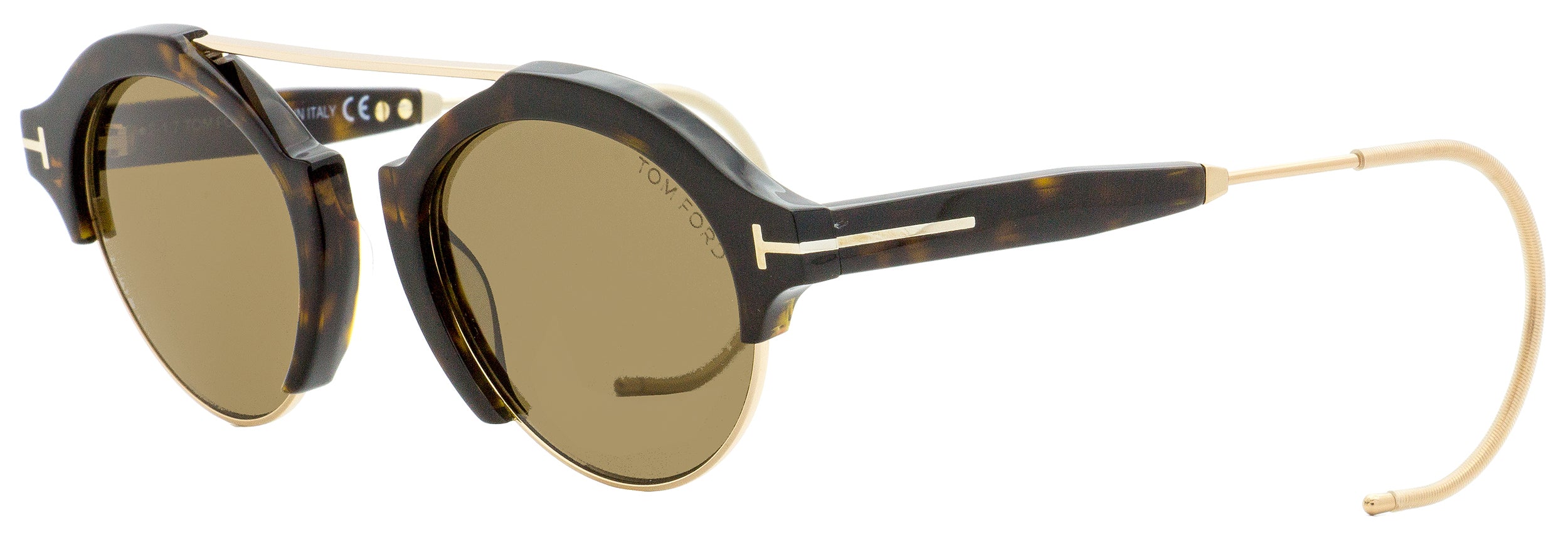 Tom Ford Oval Sunglasses TF631 Farrah 02 52J Dark Havana/Gold 49mm FT0631