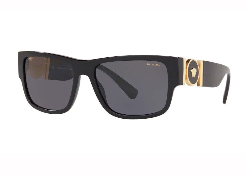 Versace Polarised Square Sunglasses Black Gold