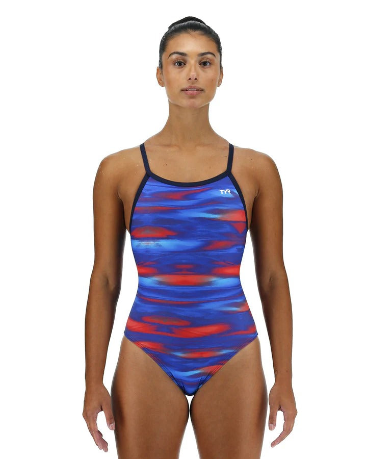 TYR MADE IN CHINA TYR Women's Technowave Diamondfit Swimsuit   Red White Blue